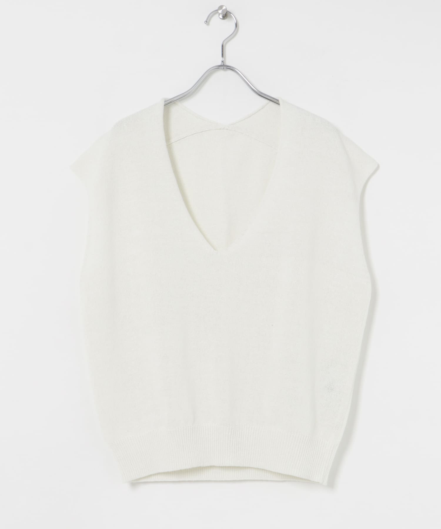リネンコットンVネックニットベスト OFF FREE