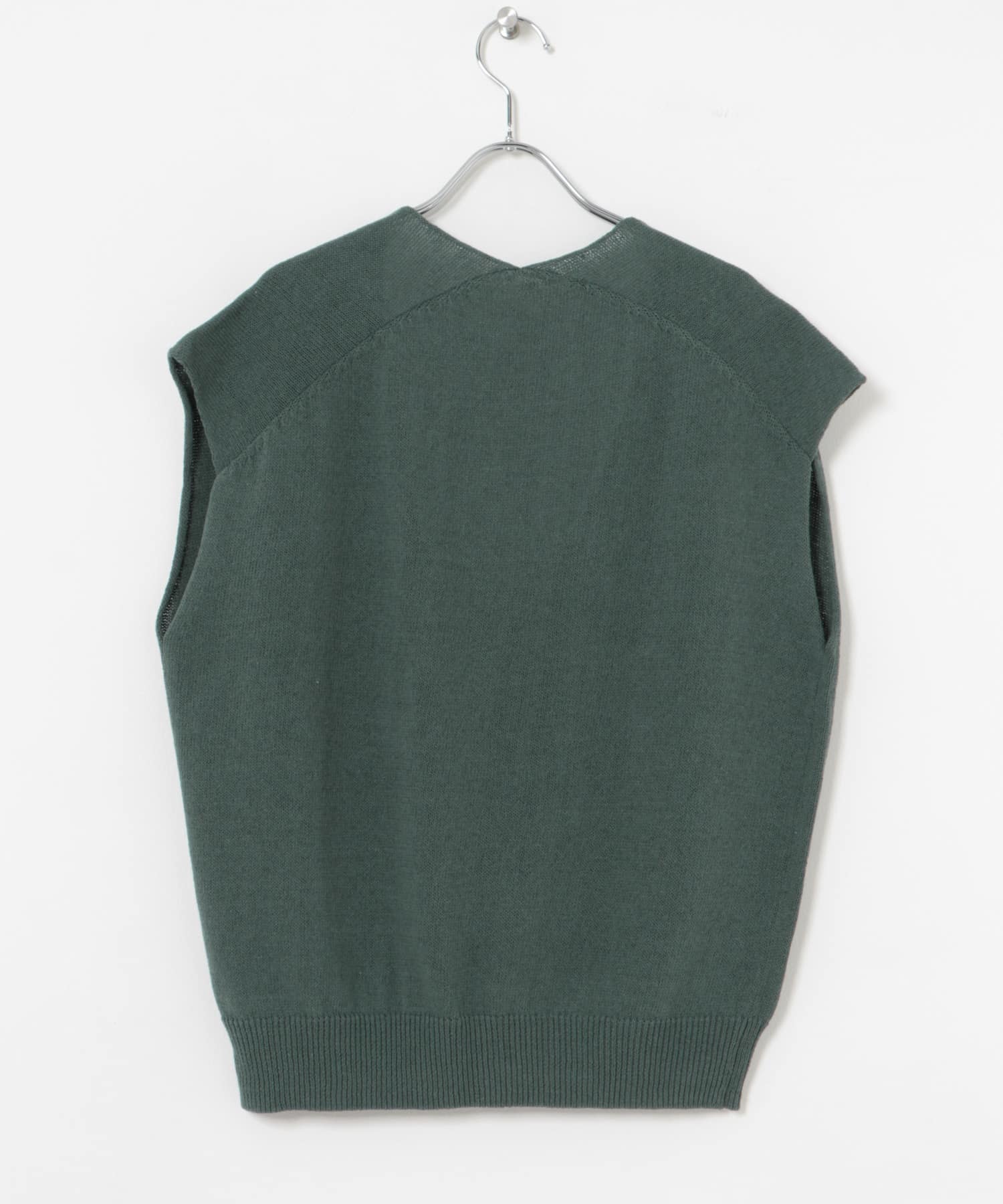 リネンコットンVネックニットベスト BLUE GRAY FREE