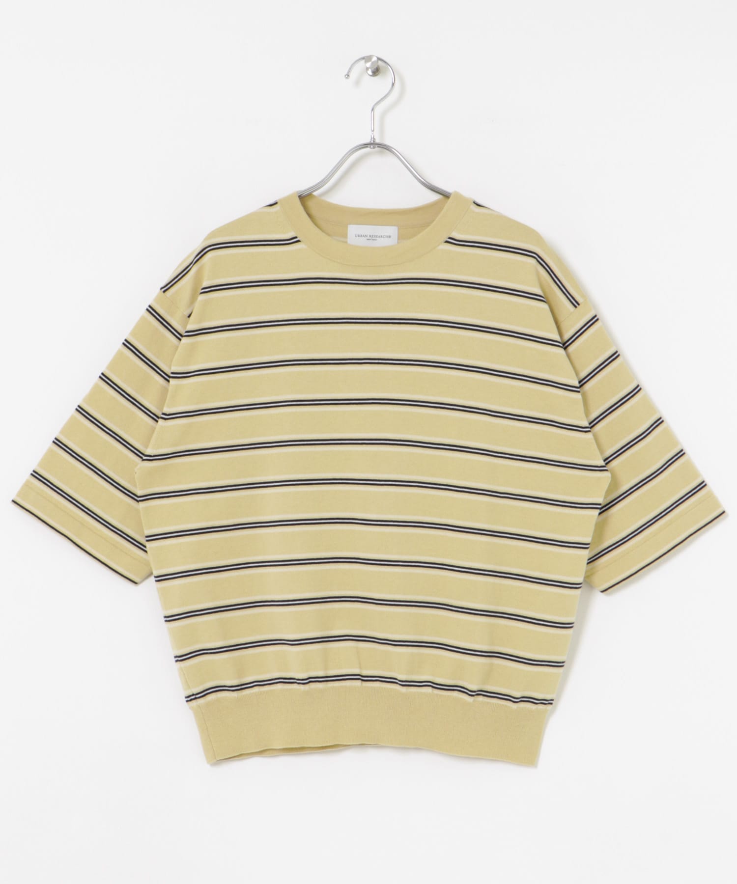new basic　マルチボーダーニットTシャツ BEIGE FREE
