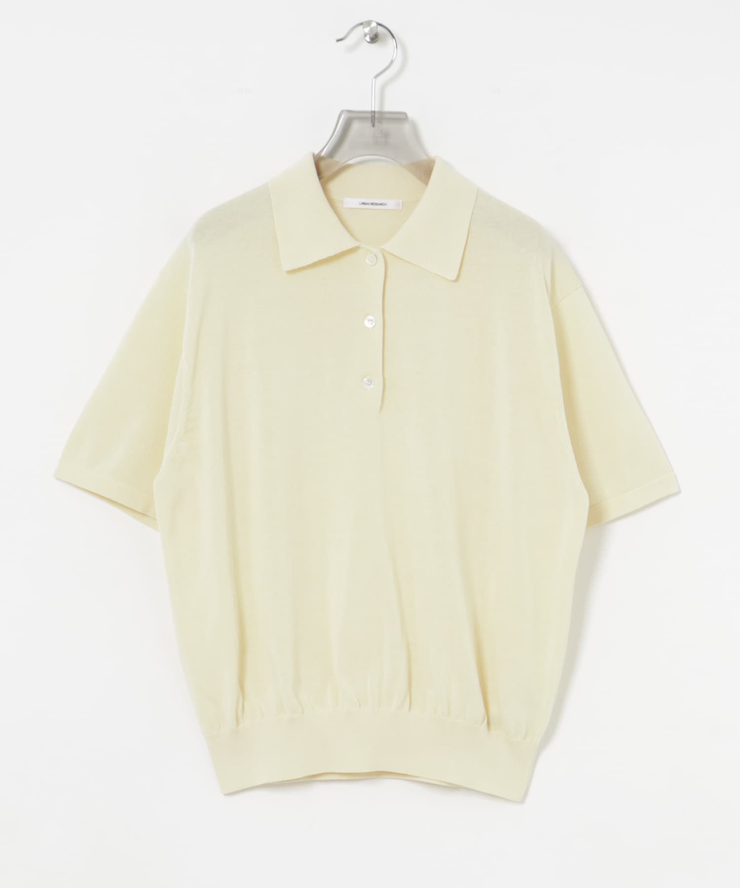 シャツカラーハーフスリーブニット IVORY FREE