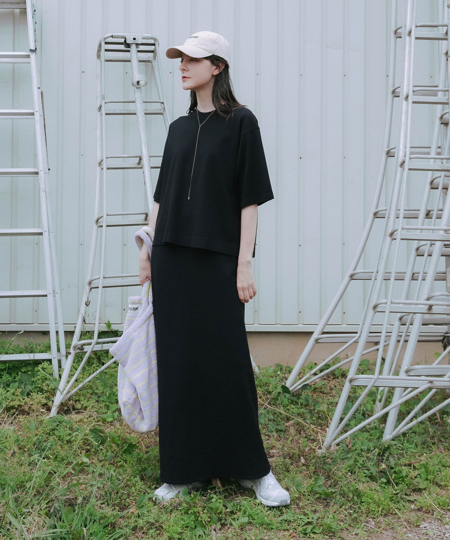 ドライタッチハイゲージニットTシャツ BLACK FREE