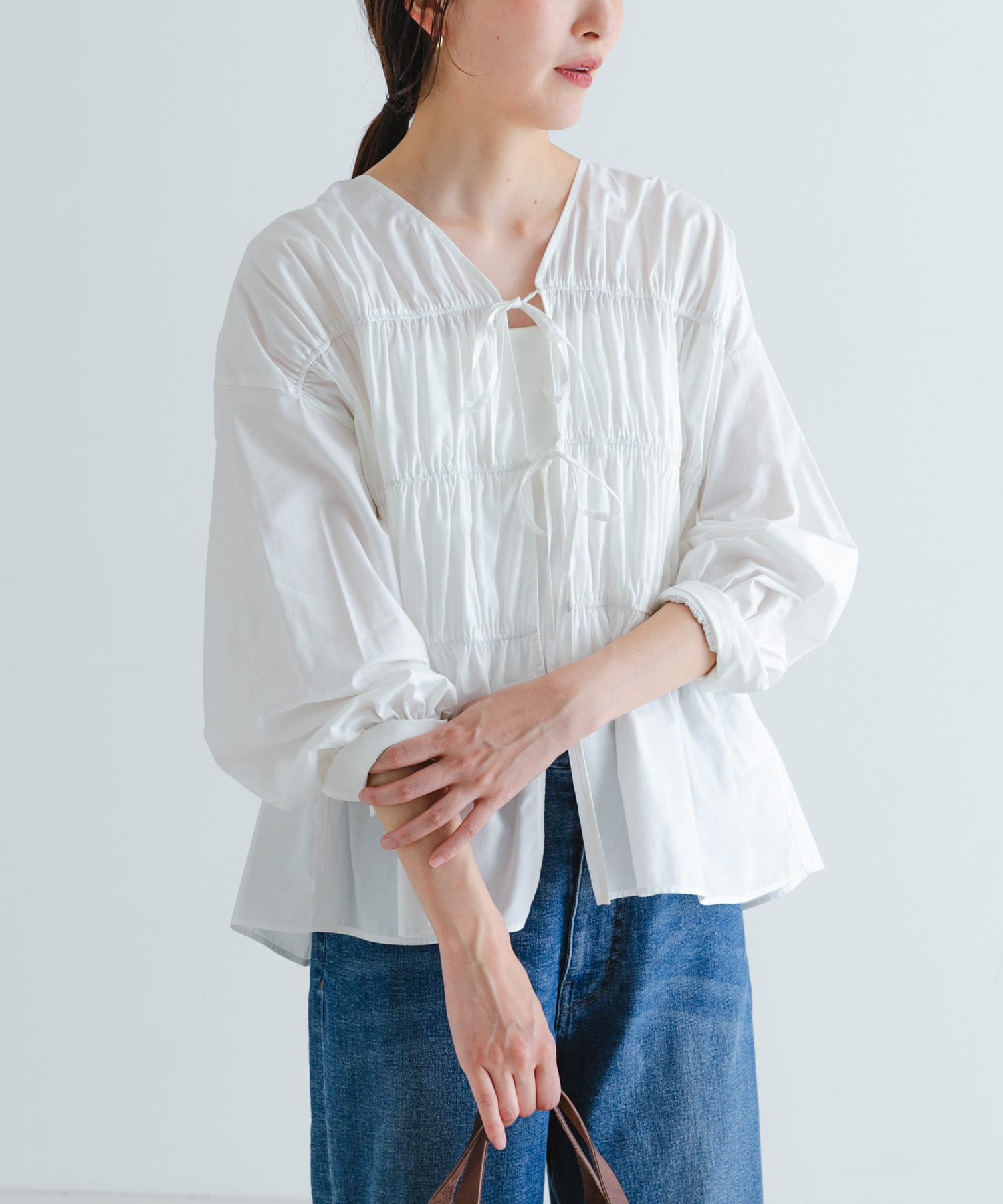 ギャザーリボンブラウス