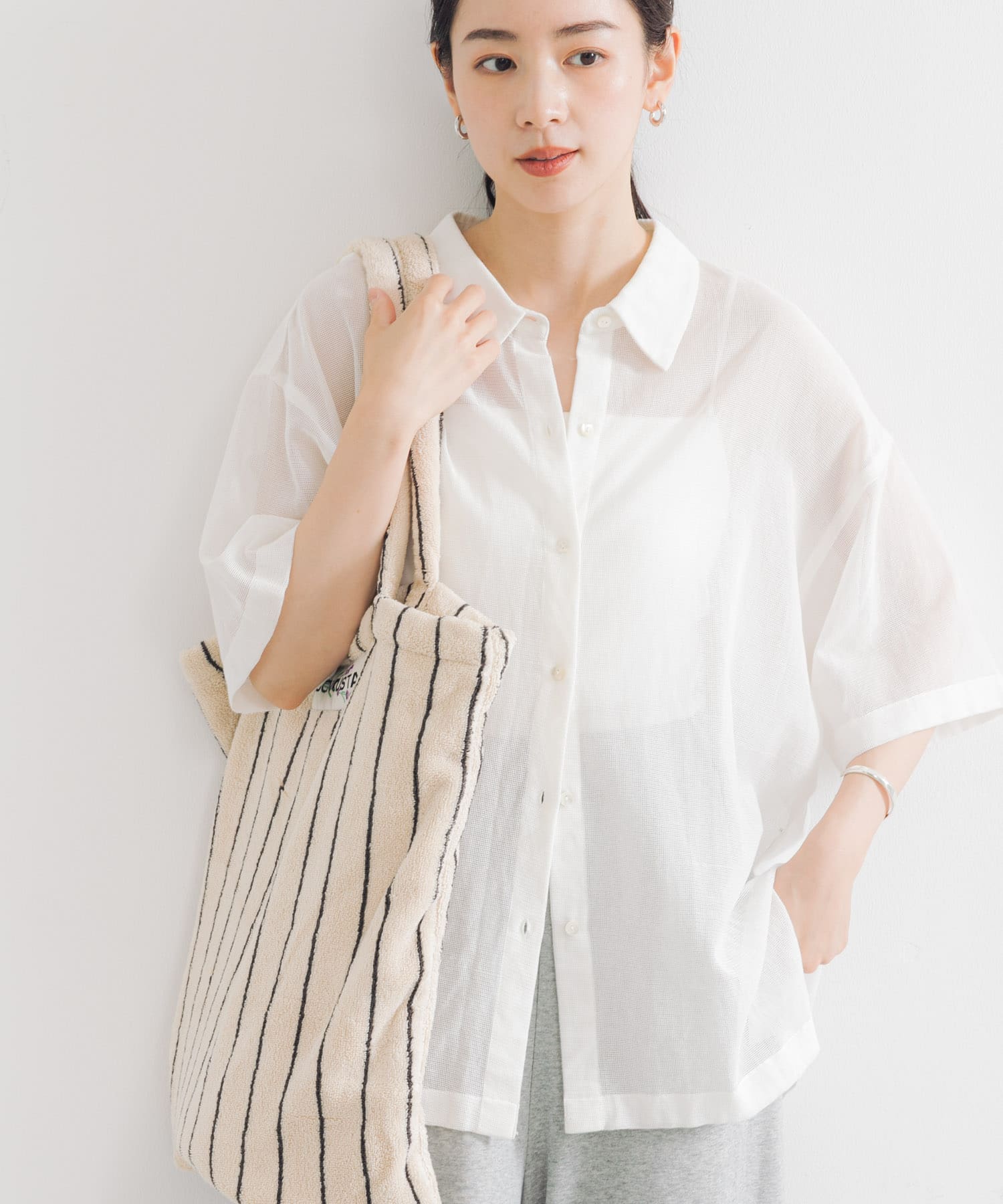 コットンカラミシアーオーバーシャツ