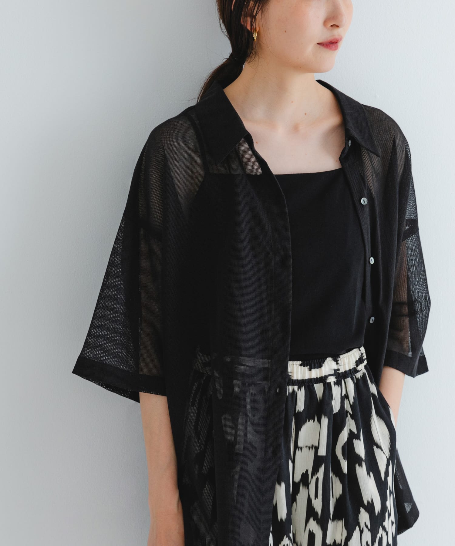 コットンカラミシアーオーバーシャツ