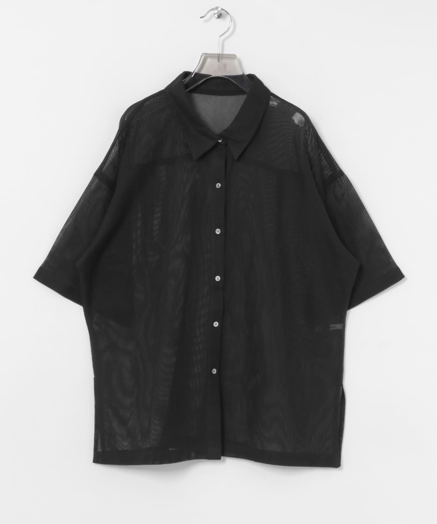 コットンカラミシアーオーバーシャツ BLACK FREE