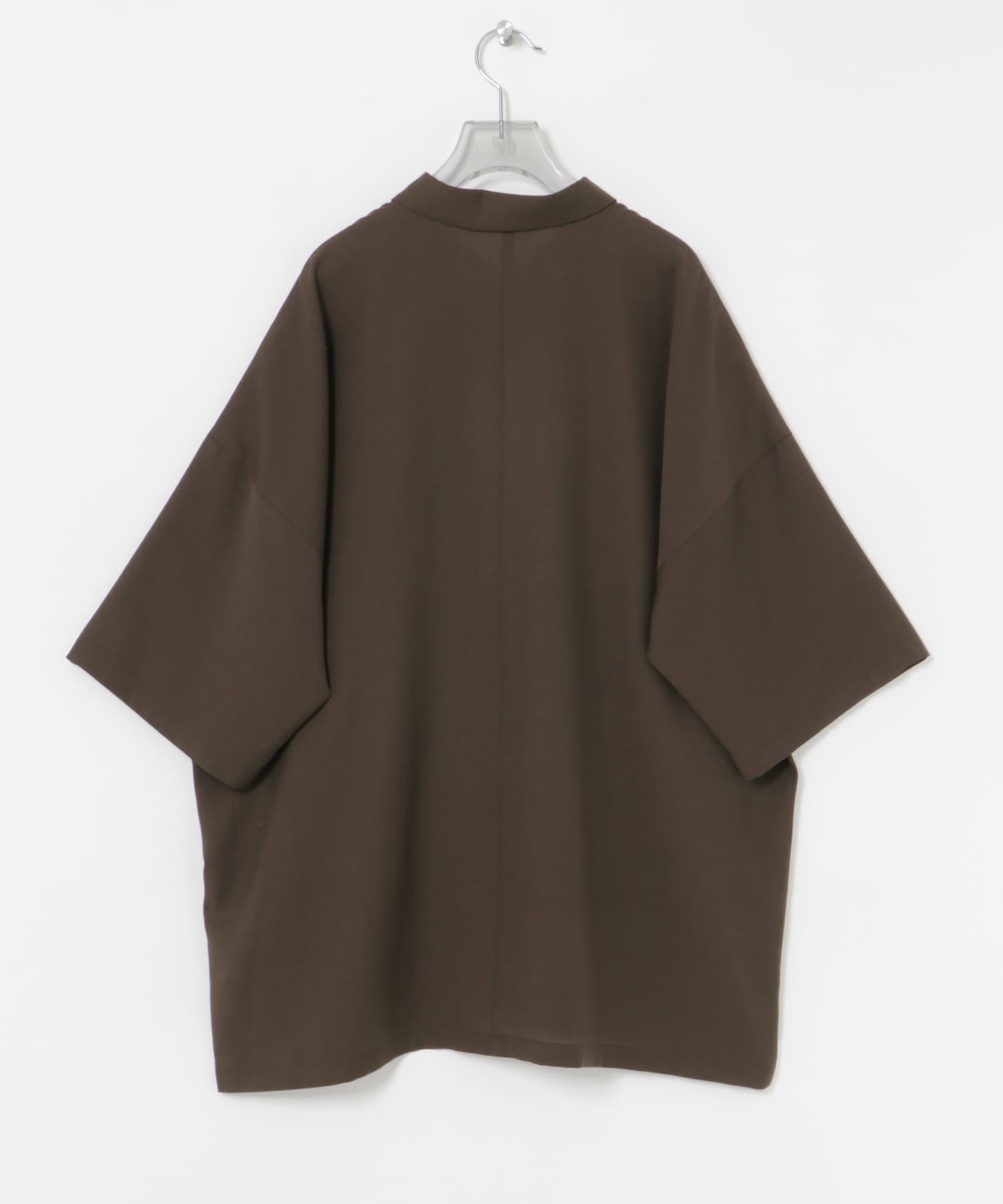 ハーフスリーブシアーワイドシャツ BROWN FREE