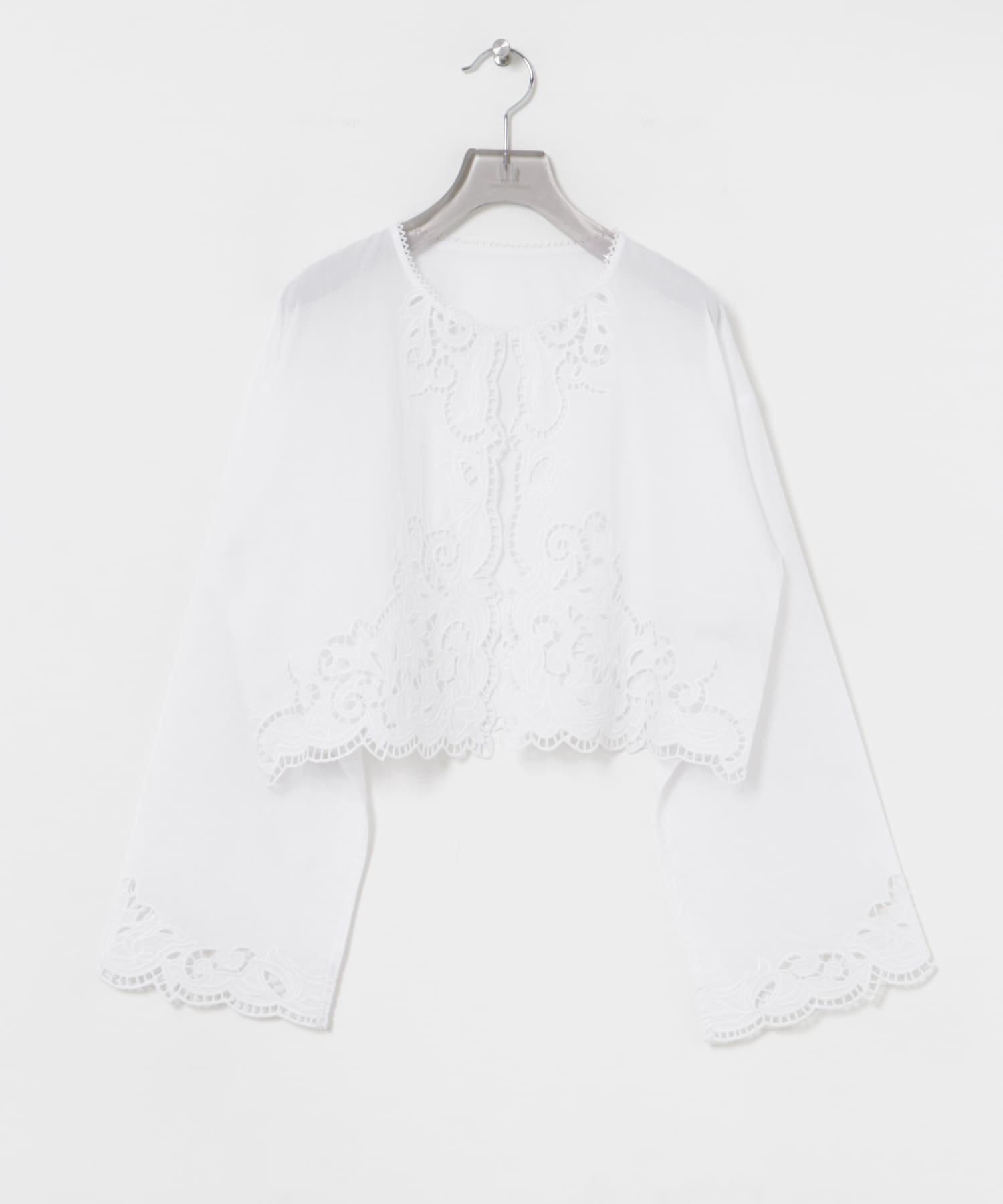 カットワークレース刺繍ブラウス OFF FREE
