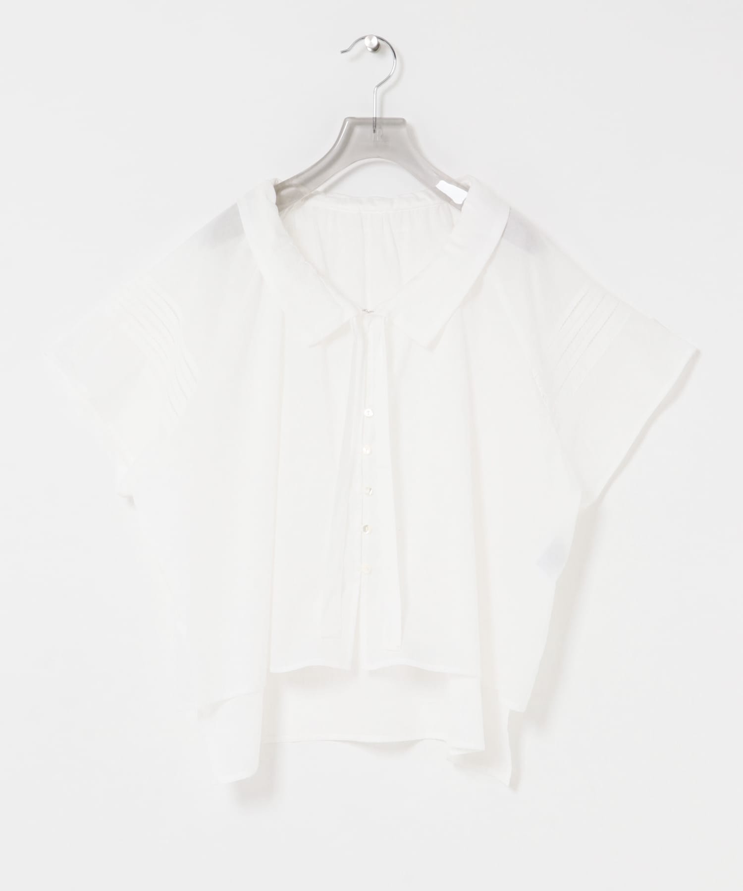 ハーフスリーブフリルカラーブラウス OFF FREE