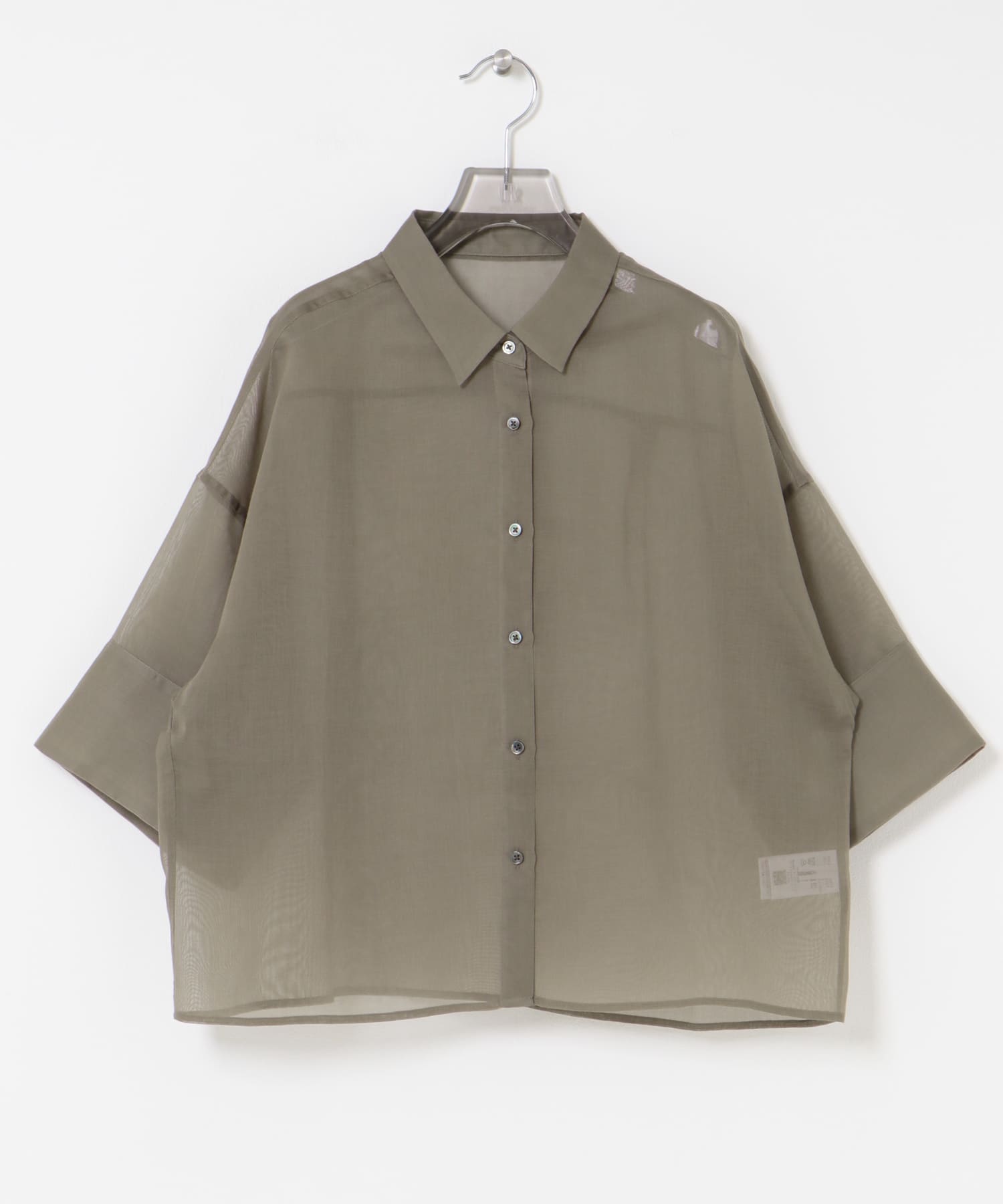 シアーワイドスリーブ半袖シャツ KHAKI FREE
