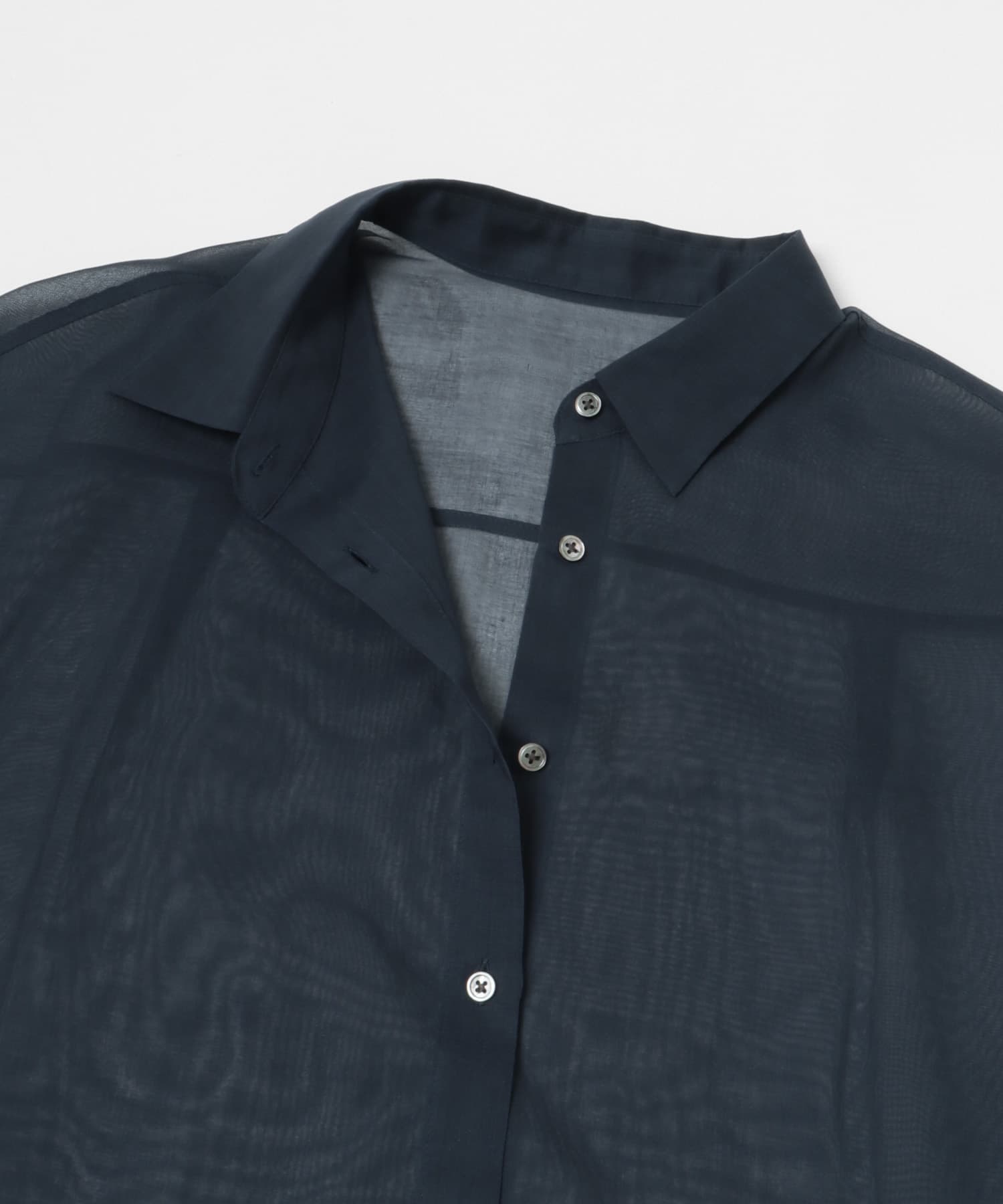 シアーワイドスリーブ半袖シャツ NAVY FREE