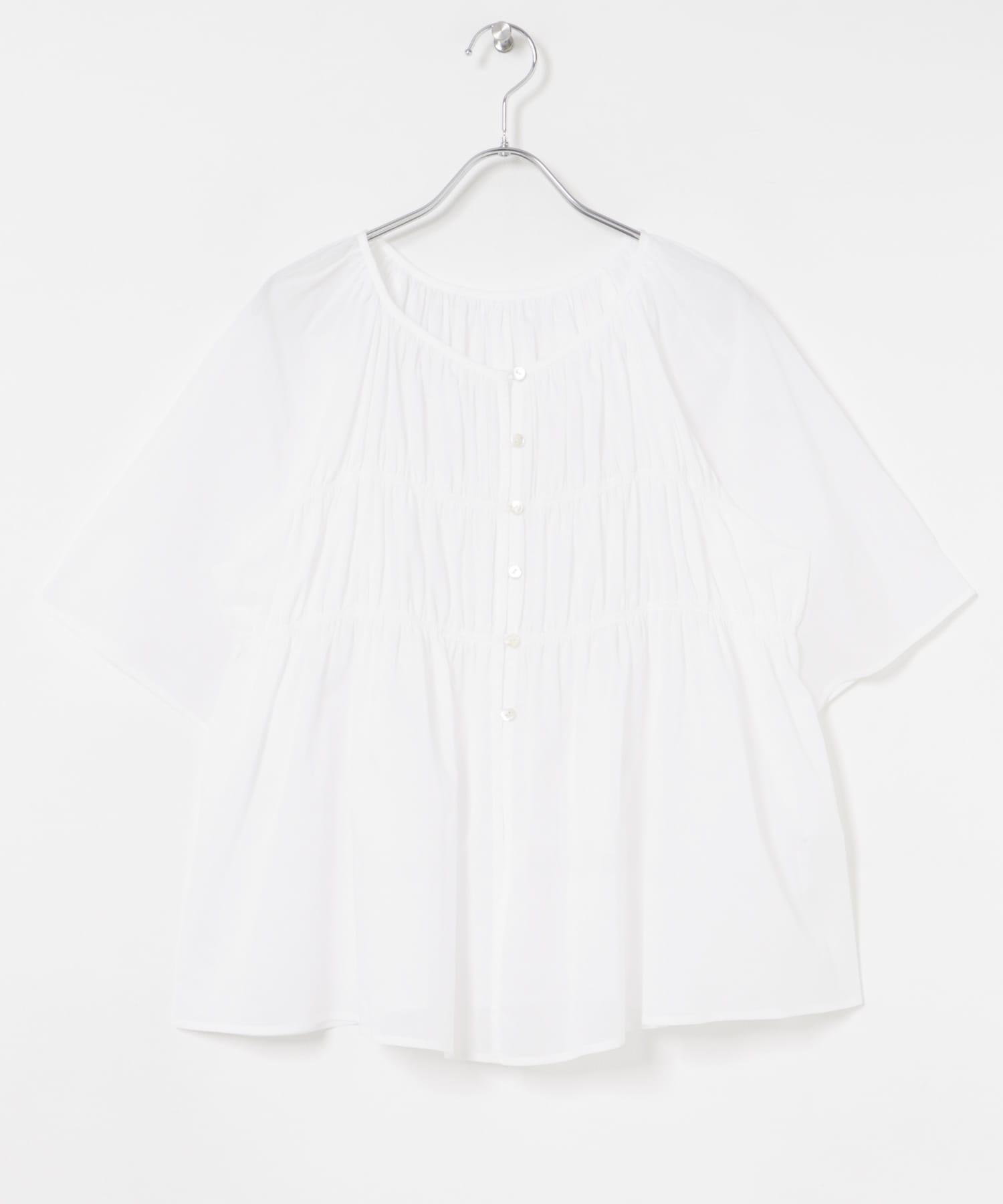 コットンボイルシャーリングブラウス OFF FREE