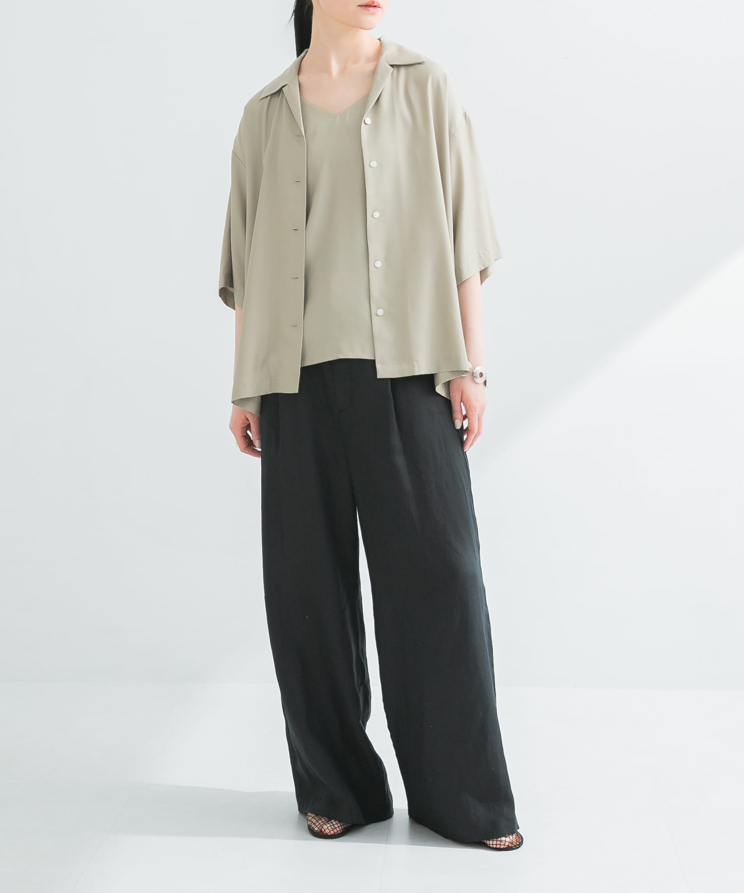 接触冷感』キュプラオープンカラーシャツ(FREE GREGE): トップス