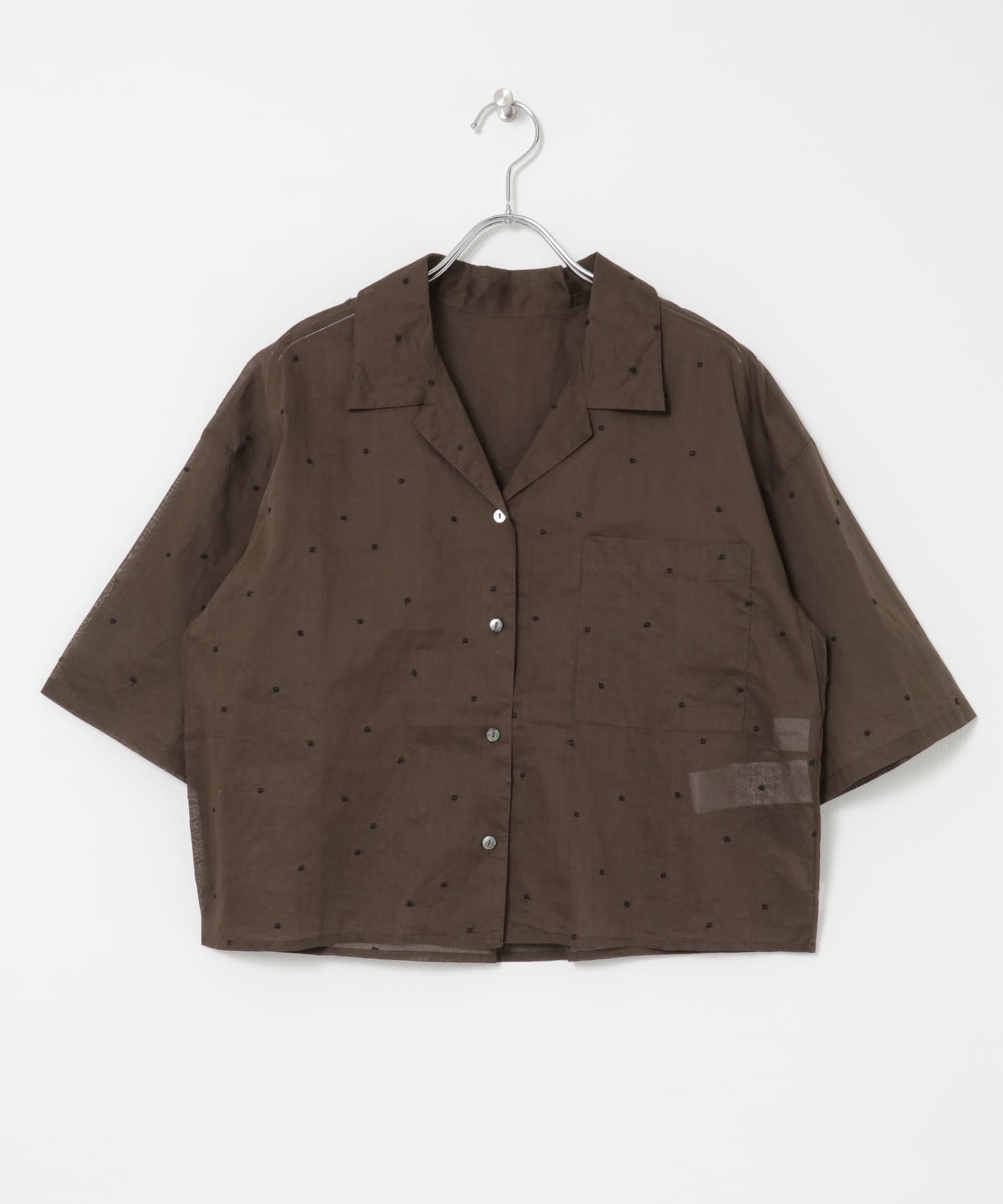 new basic　オーガンジードットオープンカラーシャツ BROWN FREE