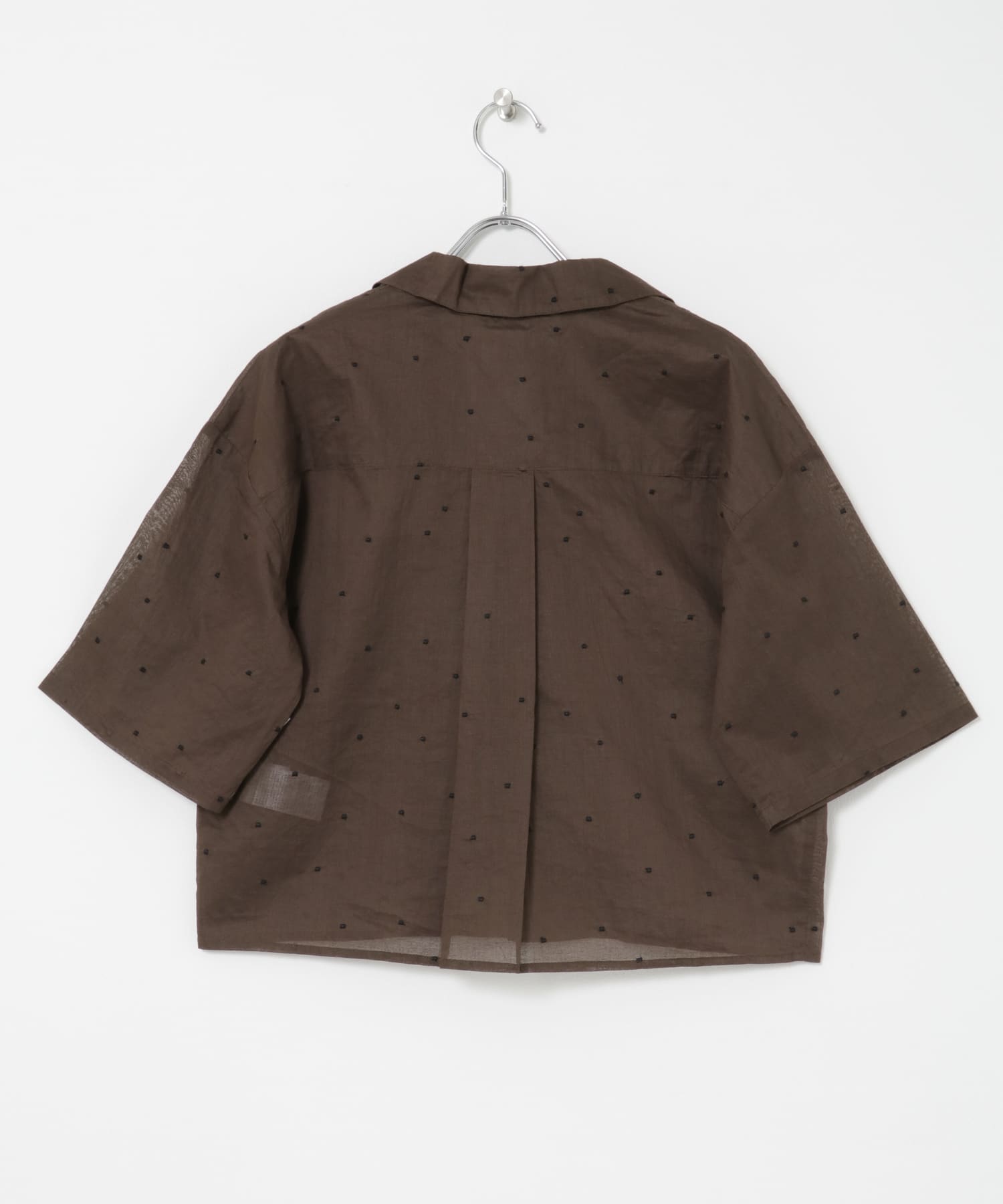 new basic　オーガンジードットオープンカラーシャツ BROWN FREE