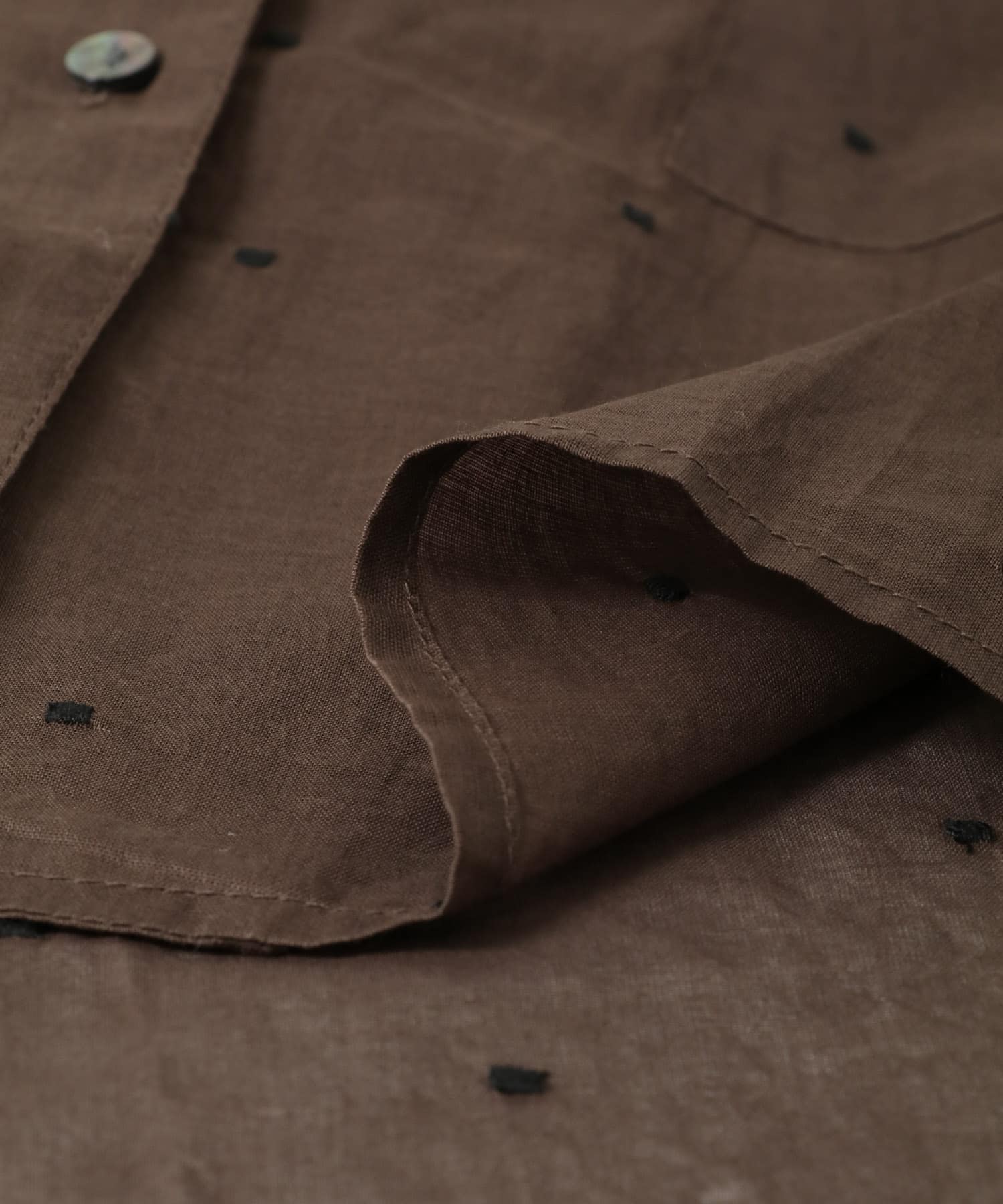 new basic　オーガンジードットオープンカラーシャツ BROWN FREE