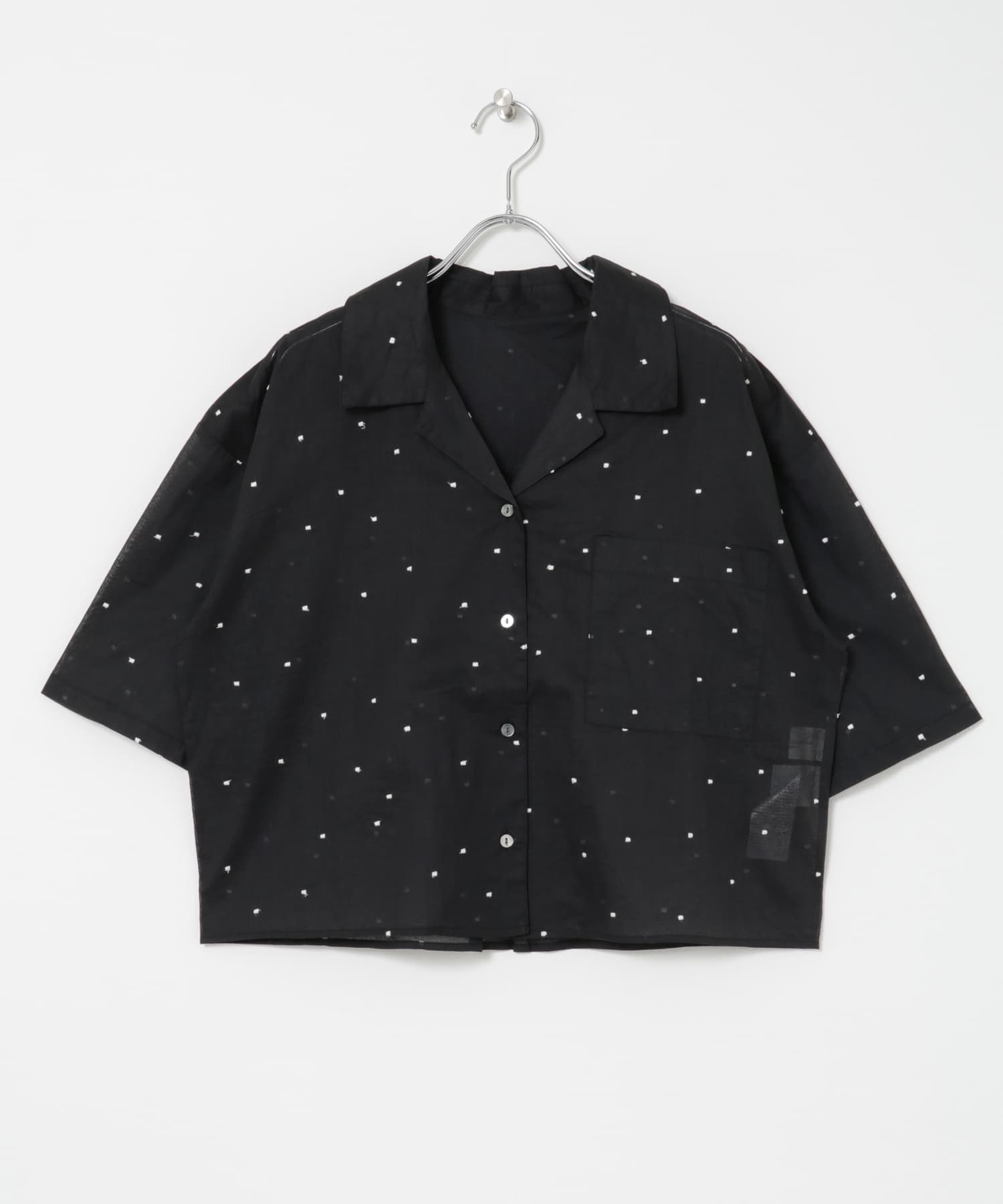 new basic　オーガンジードットオープンカラーシャツ BLACK FREE