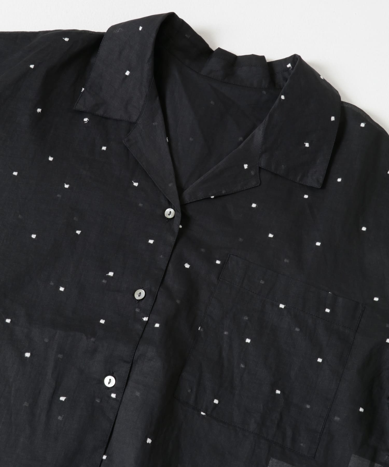 new basic　オーガンジードットオープンカラーシャツ BLACK FREE