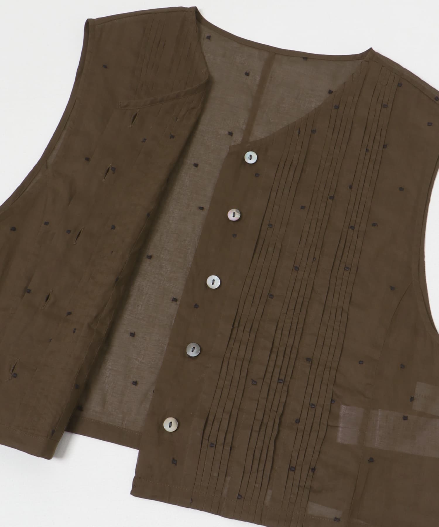 new basic　オーガンジードットピンタックベスト BROWN FREE