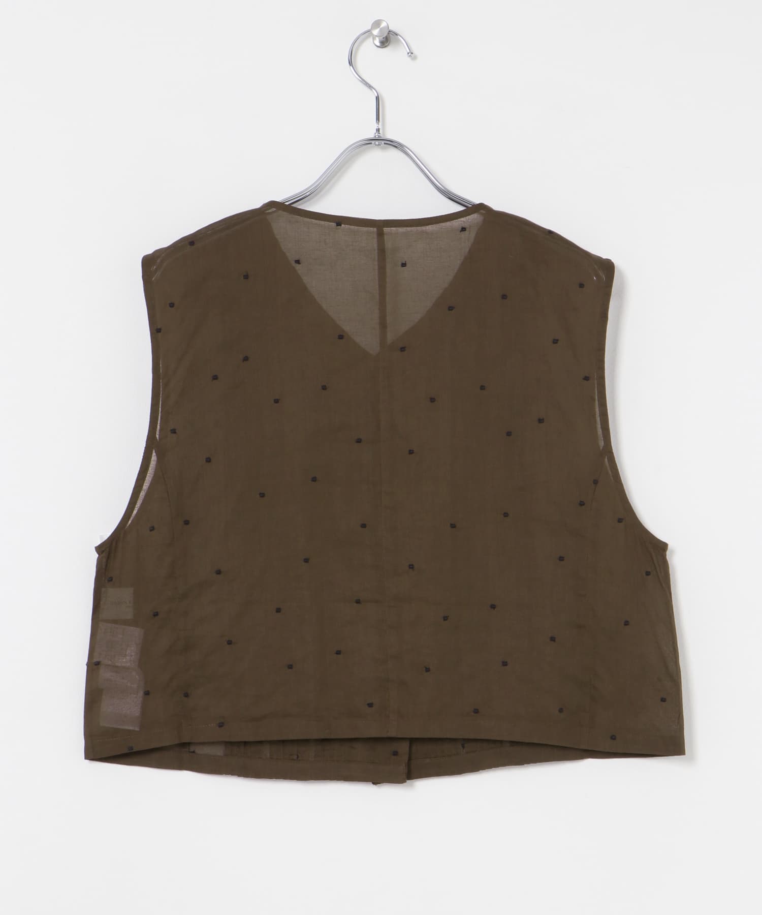 new basic　オーガンジードットピンタックベスト BROWN FREE