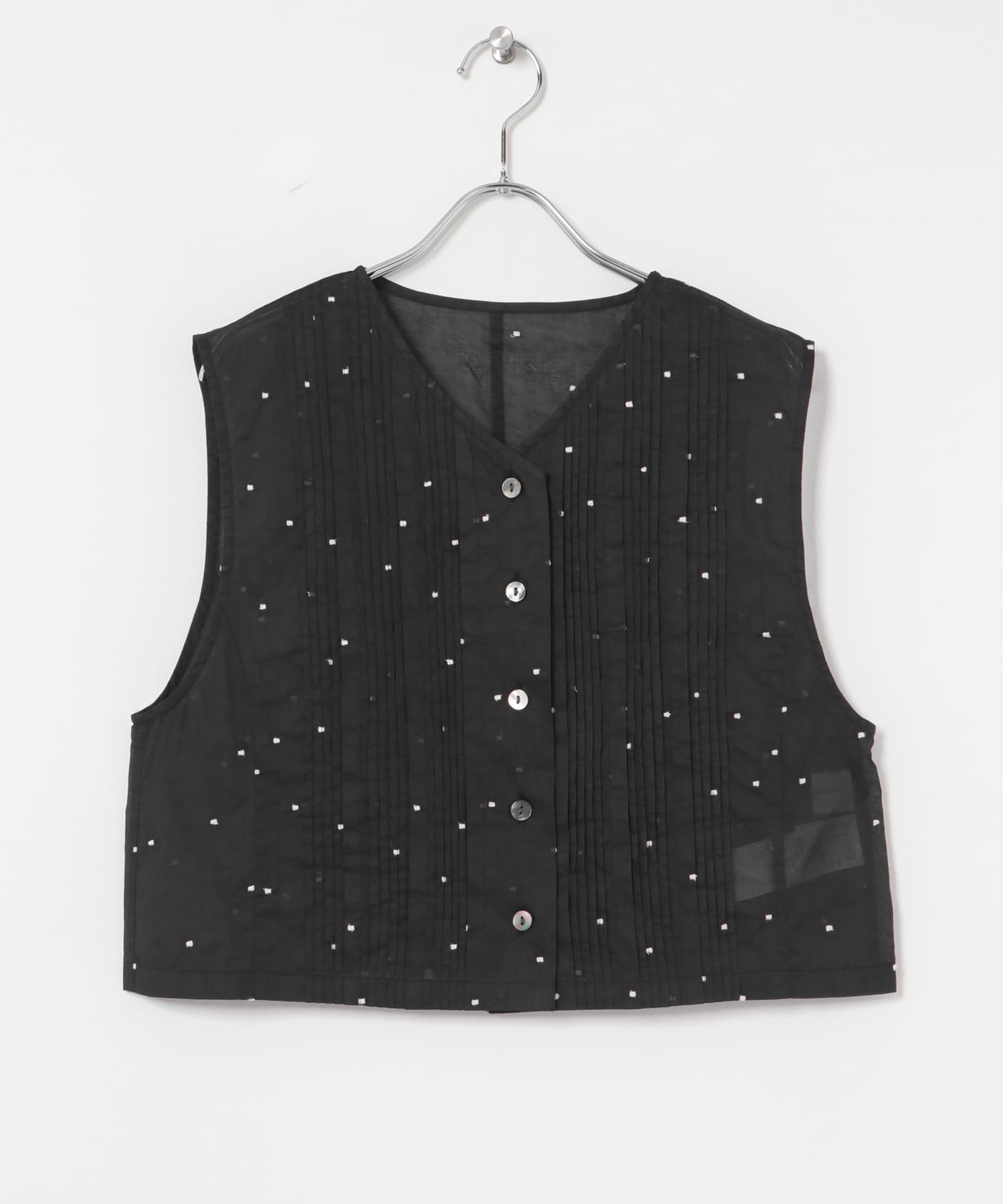 new basic　オーガンジードットピンタックベスト BLACK FREE