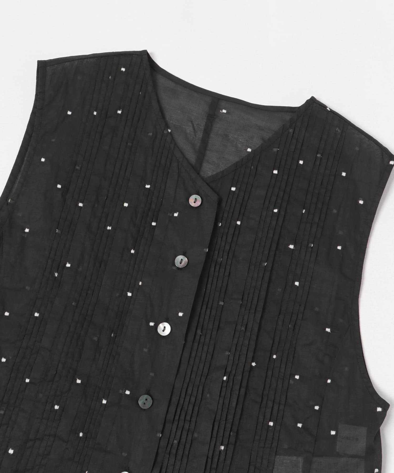 new basic　オーガンジードットピンタックベスト BLACK FREE