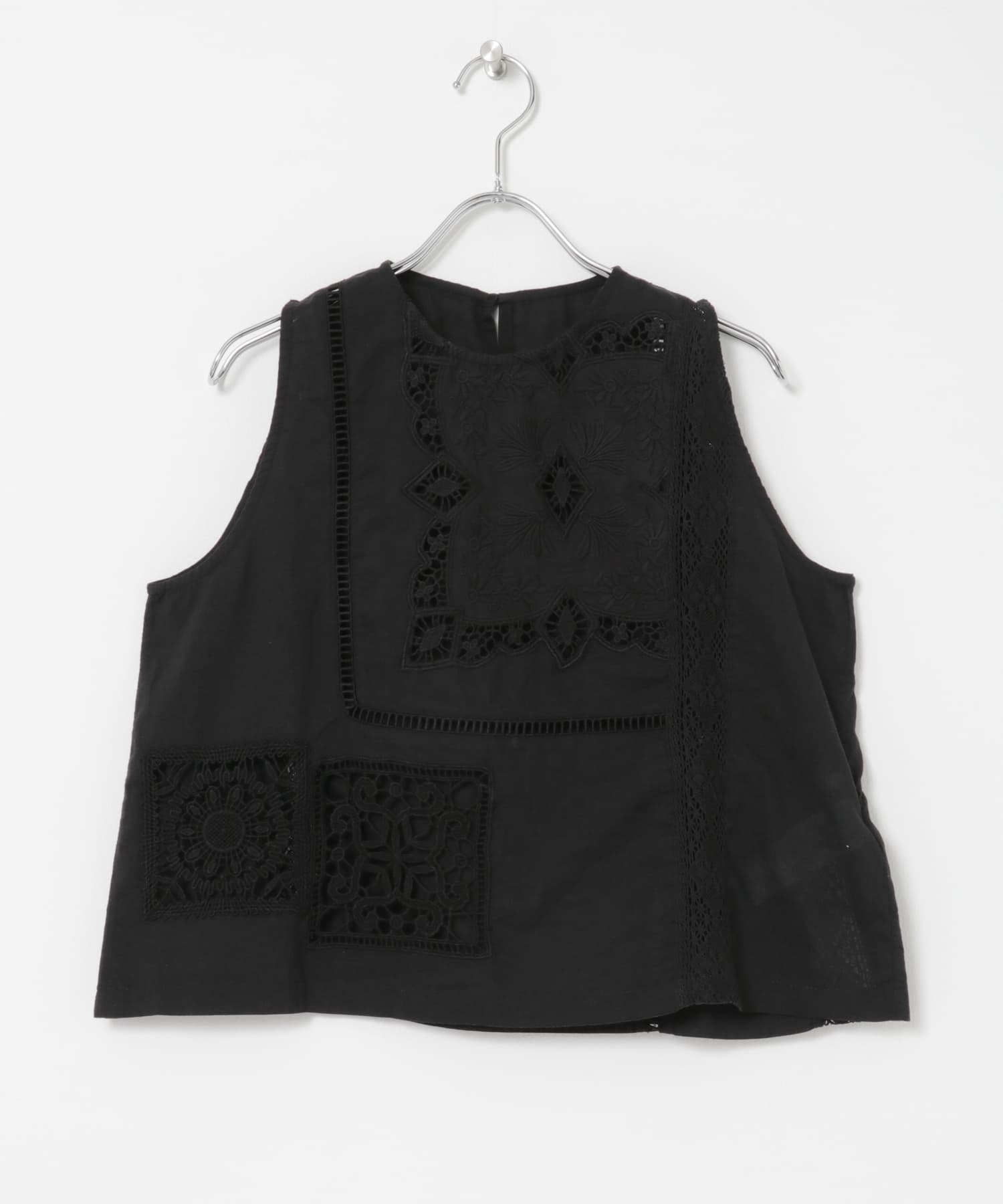 パッチワークレーストップス BLACK FREE