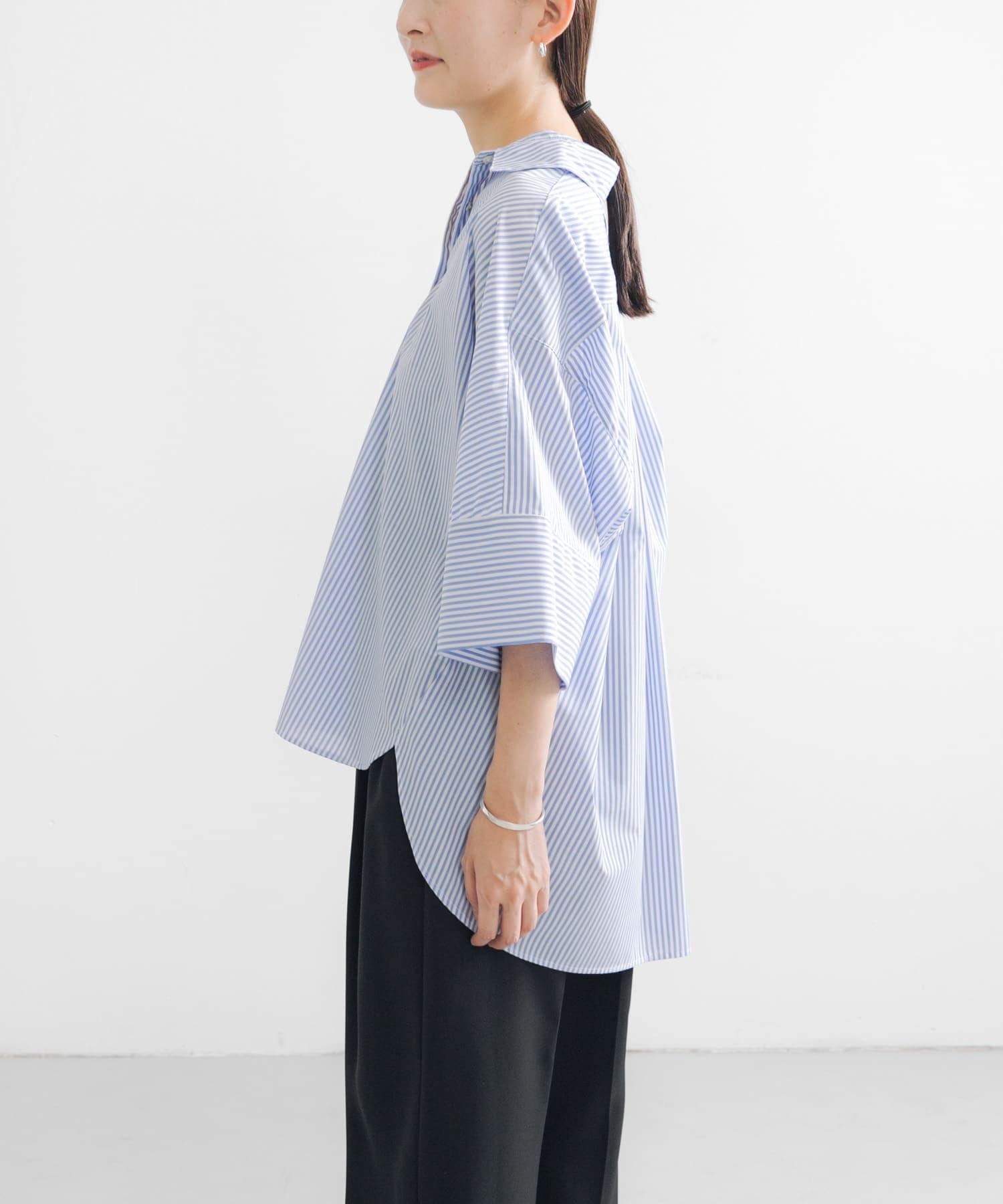 ハーフスリーブシャツ SAXSTRIPE FREE