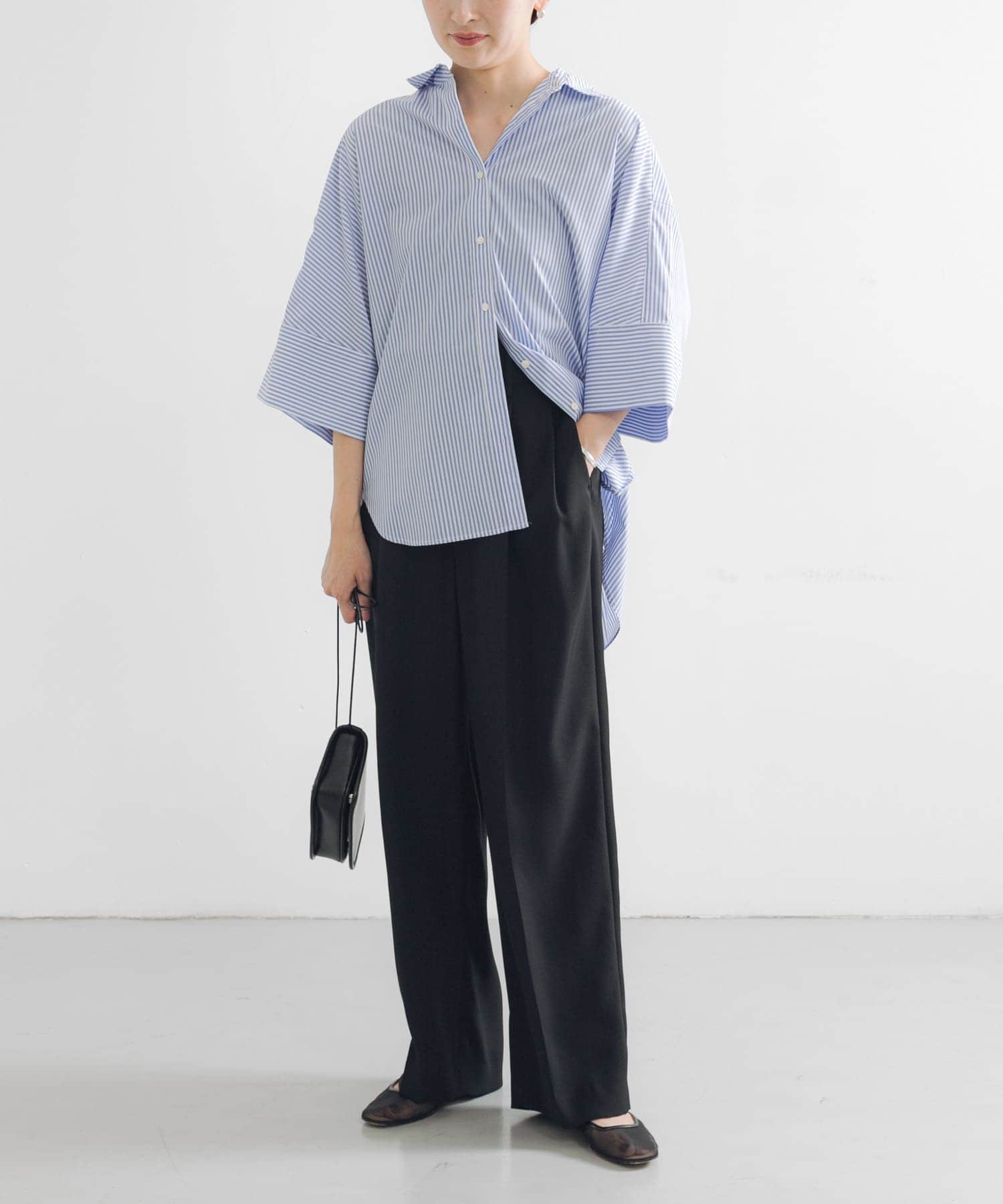 ハーフスリーブシャツ SAXSTRIPE FREE
