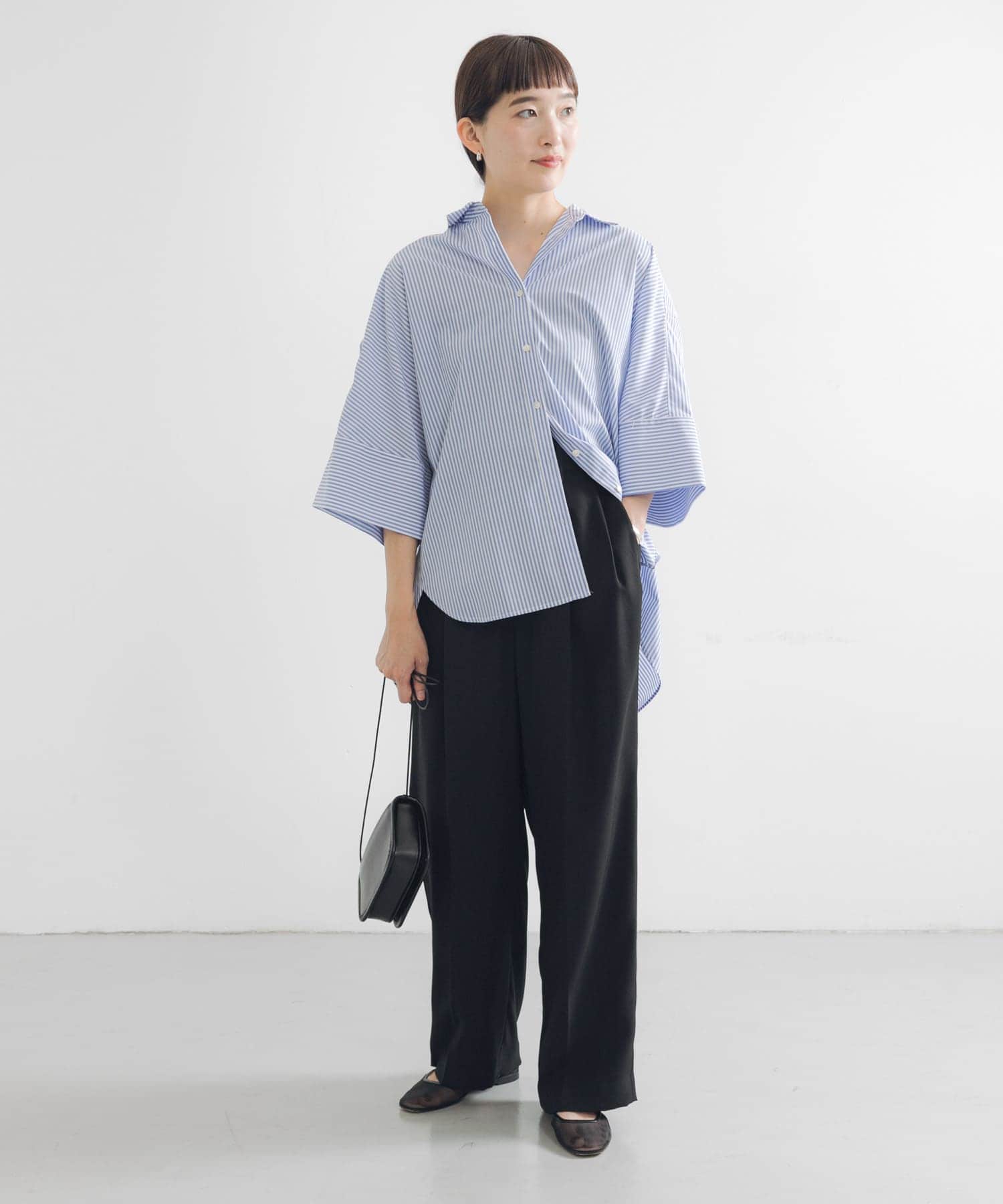 ハーフスリーブシャツ SAXSTRIPE FREE