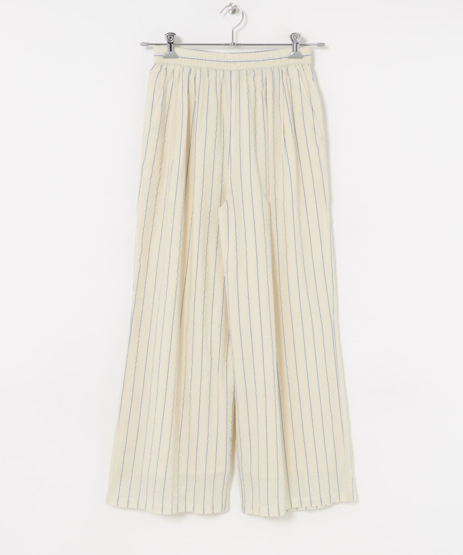 new basic　インドコットンサッカーストライプパンツ L.BEIGE FREE