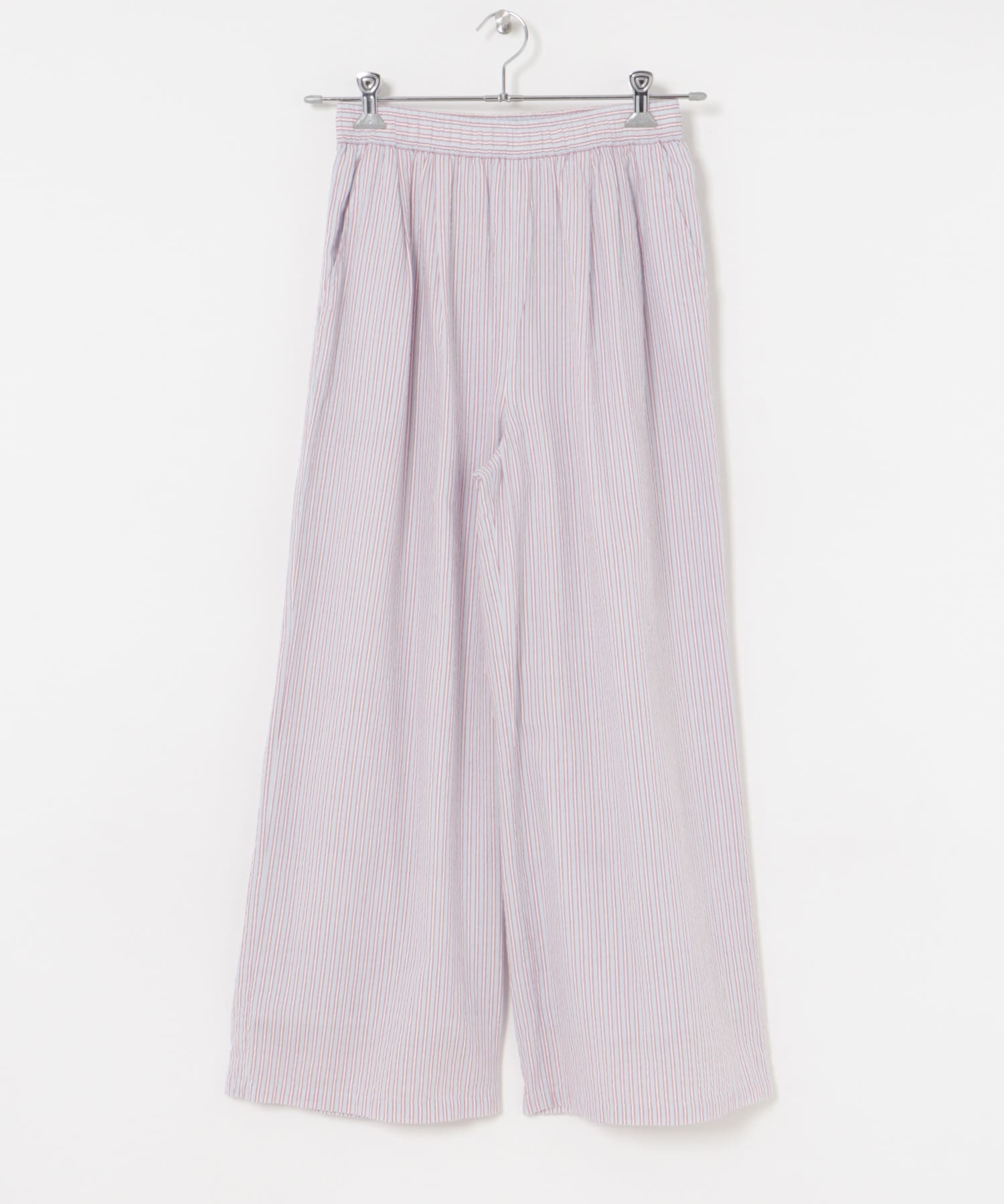 new basic　インドコットンサッカーストライプパンツ RED FREE