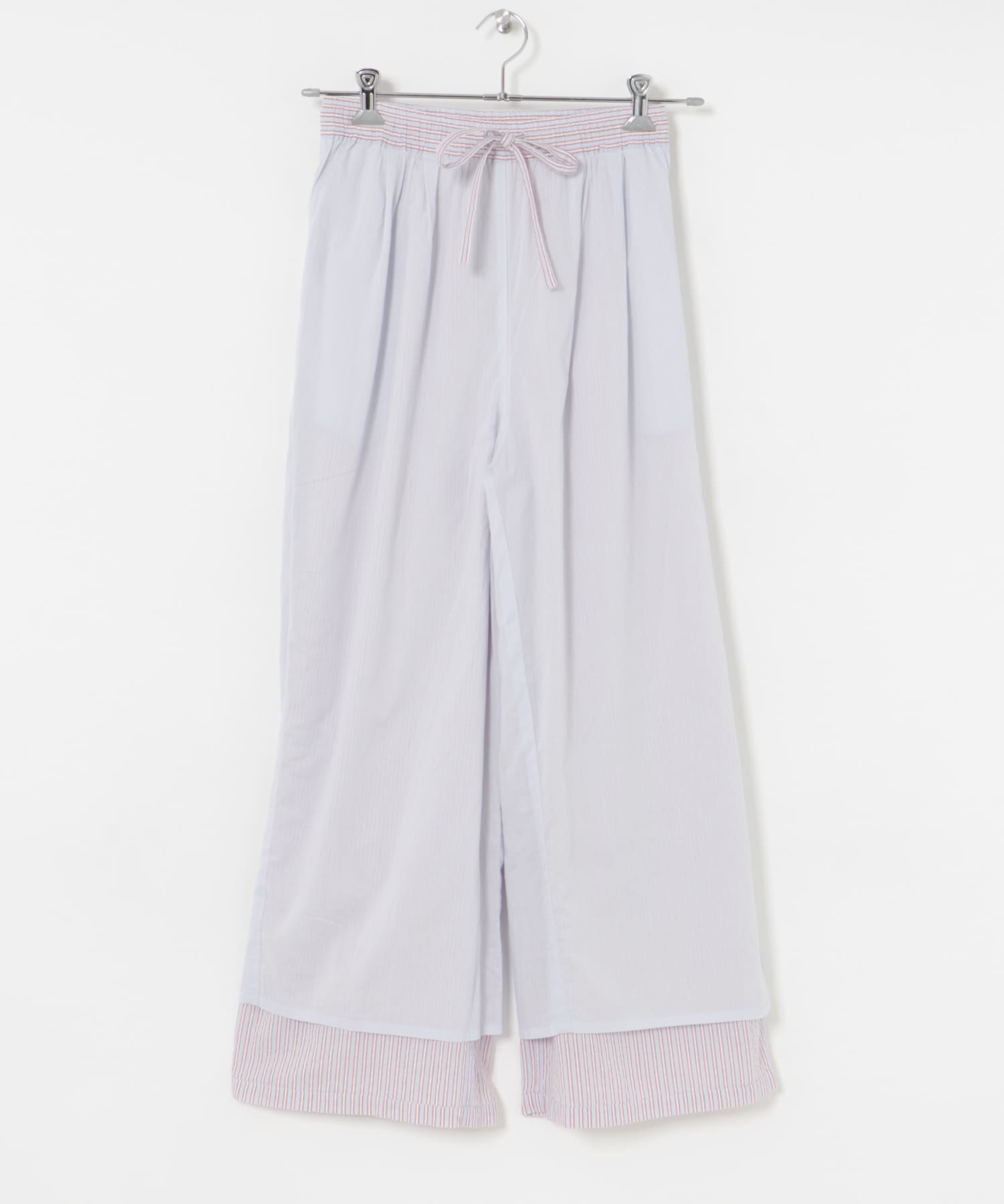 new basic　インドコットンサッカーストライプパンツ RED FREE