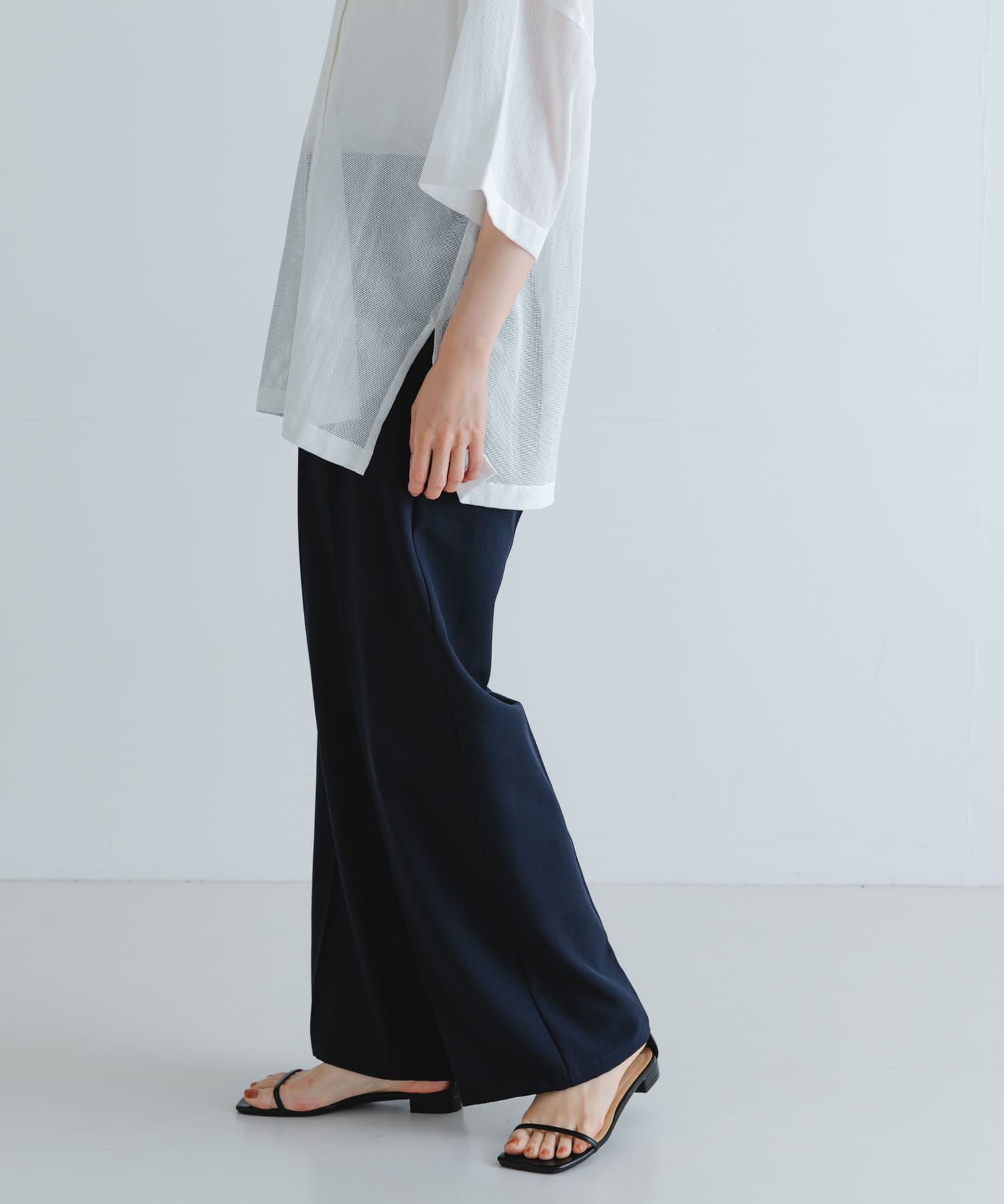 『3サイズ展開』『イージーケア』ストレッチタックスラックス NAVY 34