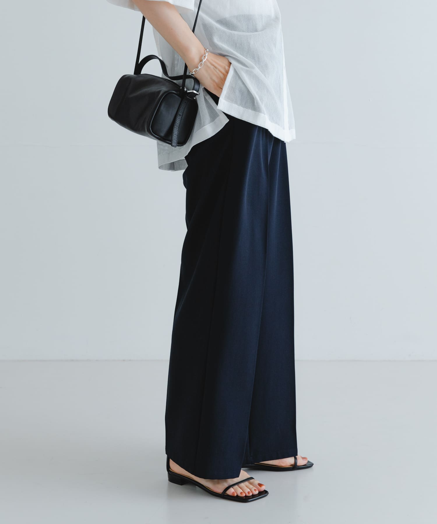 『3サイズ展開』『イージーケア』ストレッチタックスラックス NAVY 34