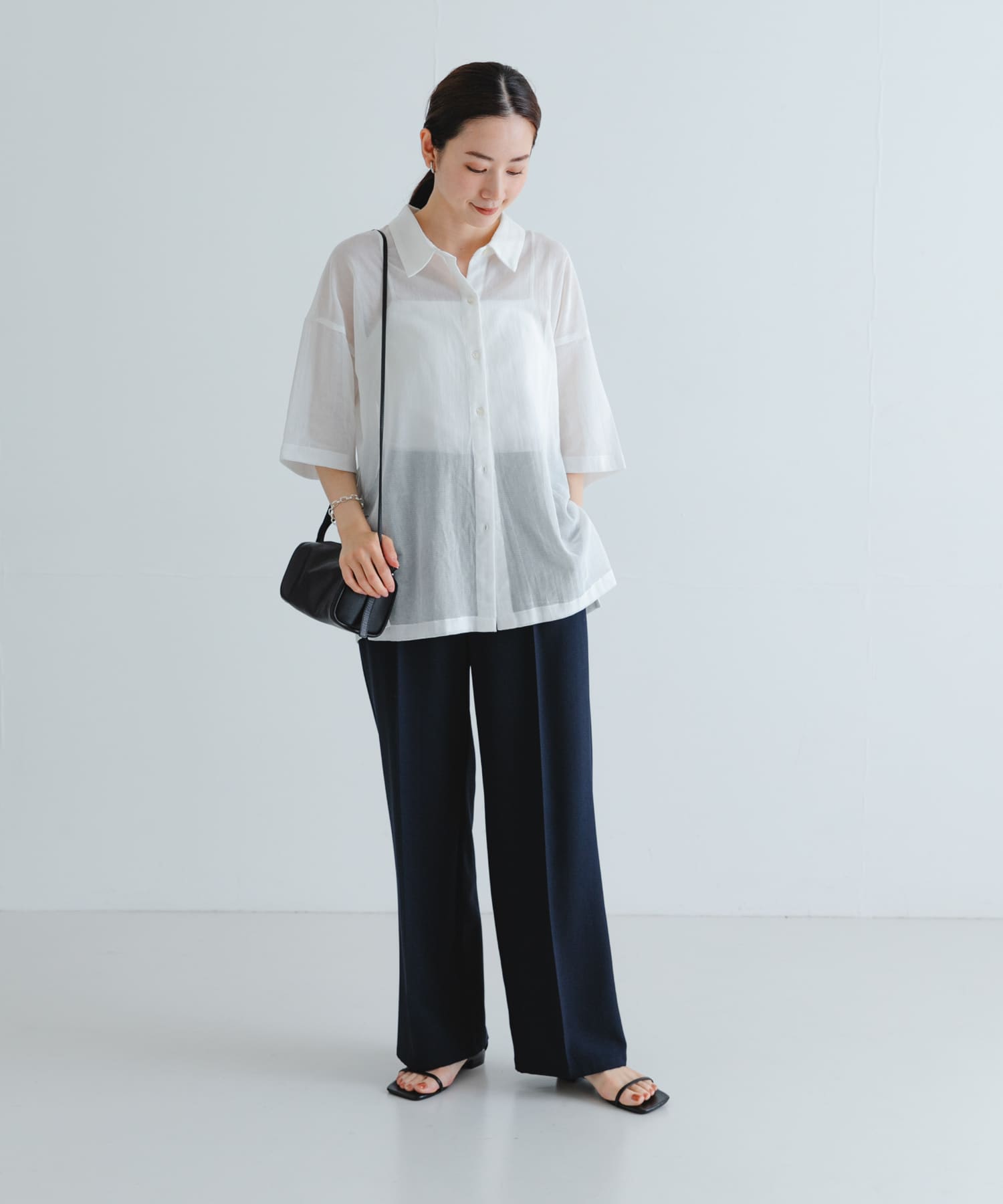 『3サイズ展開』『イージーケア』ストレッチタックスラックス NAVY 34