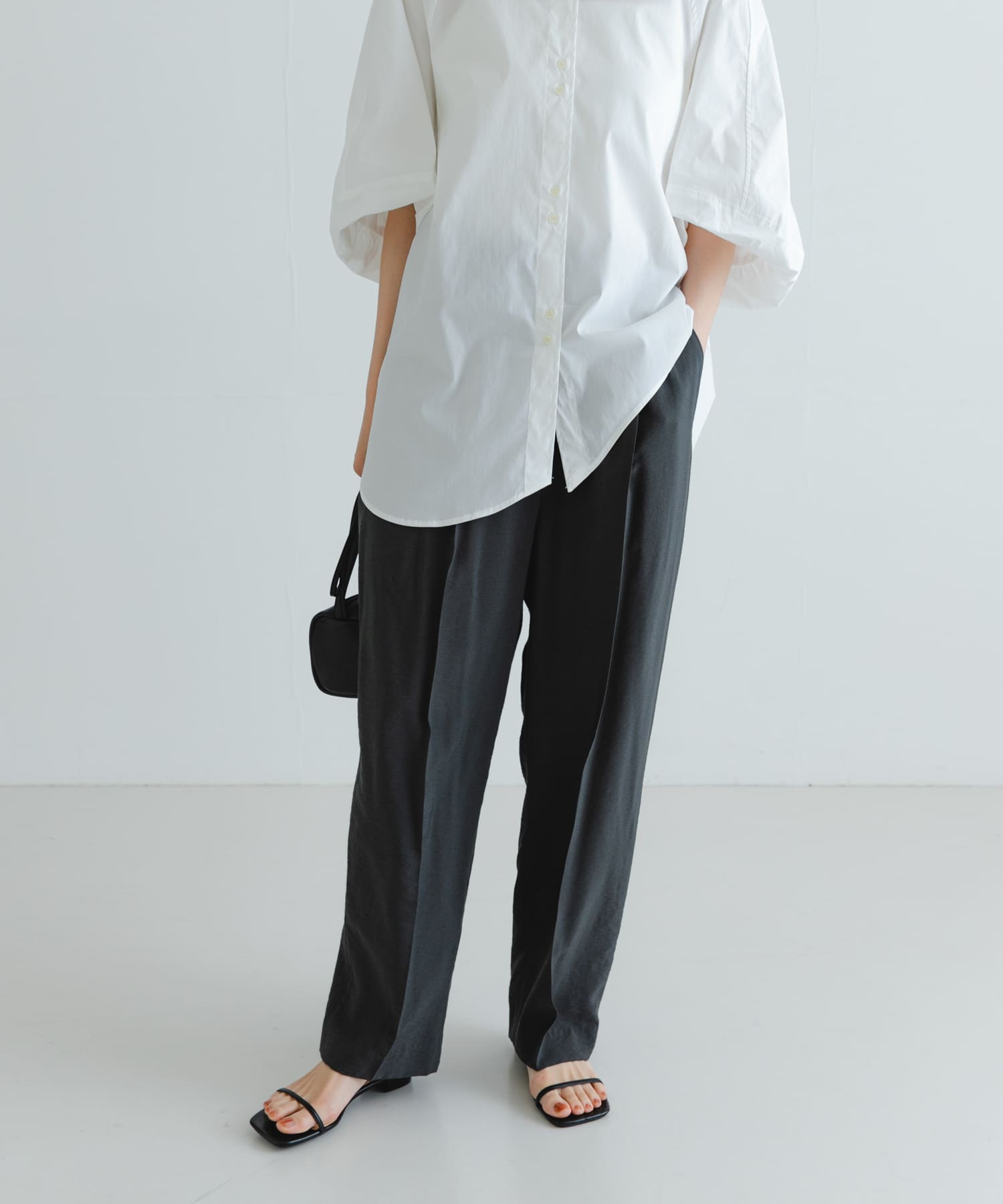 『3サイズ展開』ポプリンイージーテーパードパンツ