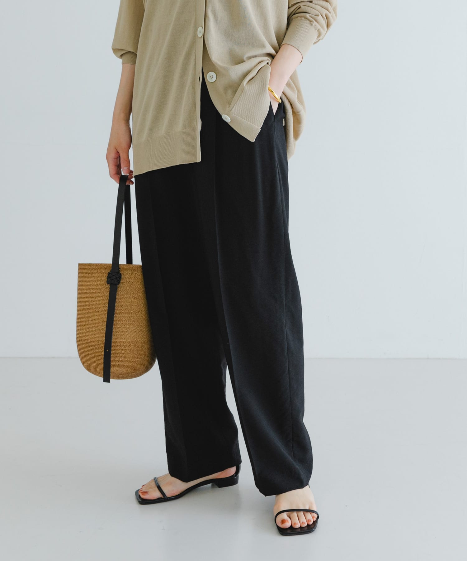 『3サイズ展開』ポプリンイージーテーパードパンツ