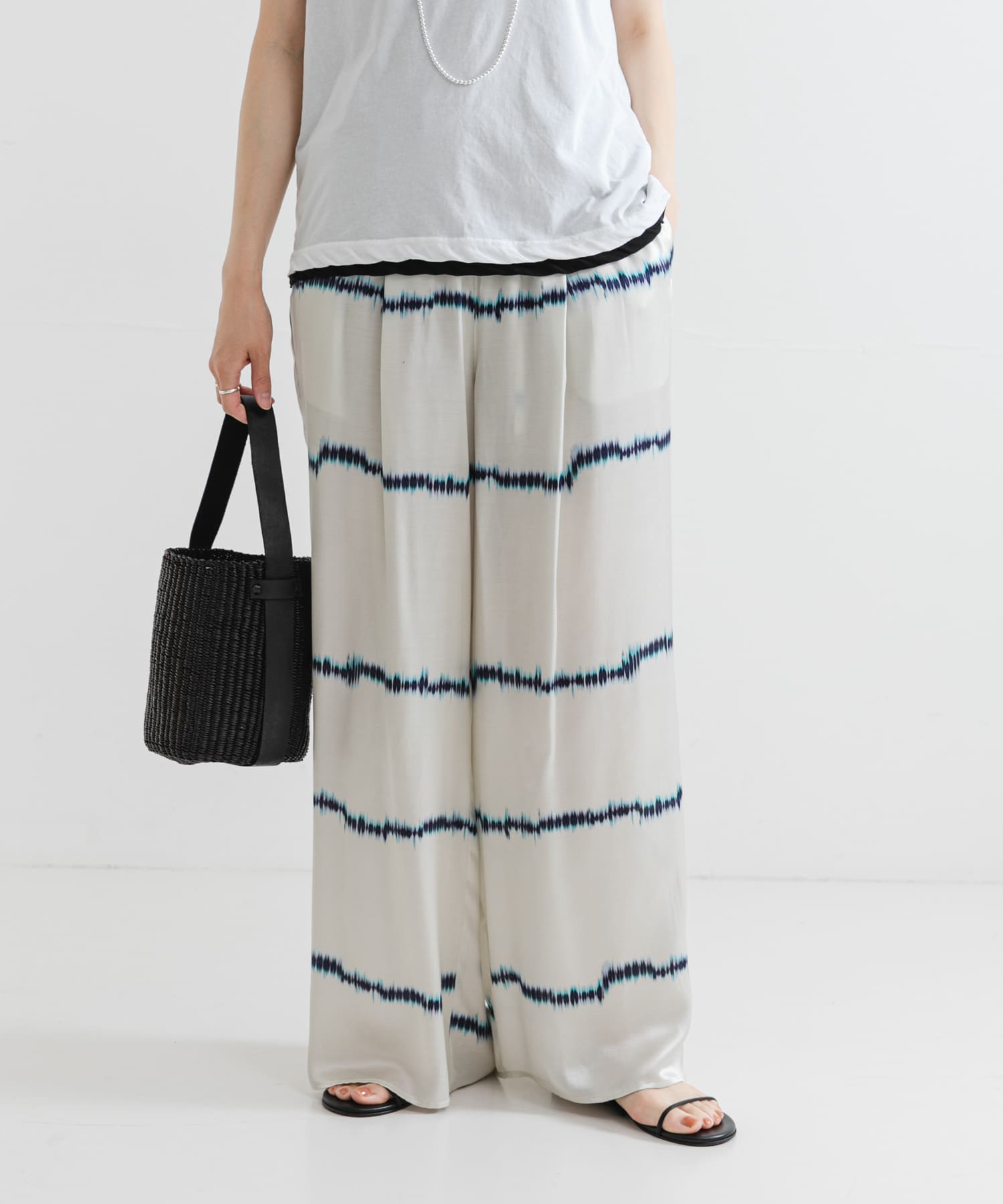 『2サイズ展開』シルクミックスボーダープリントパンツ