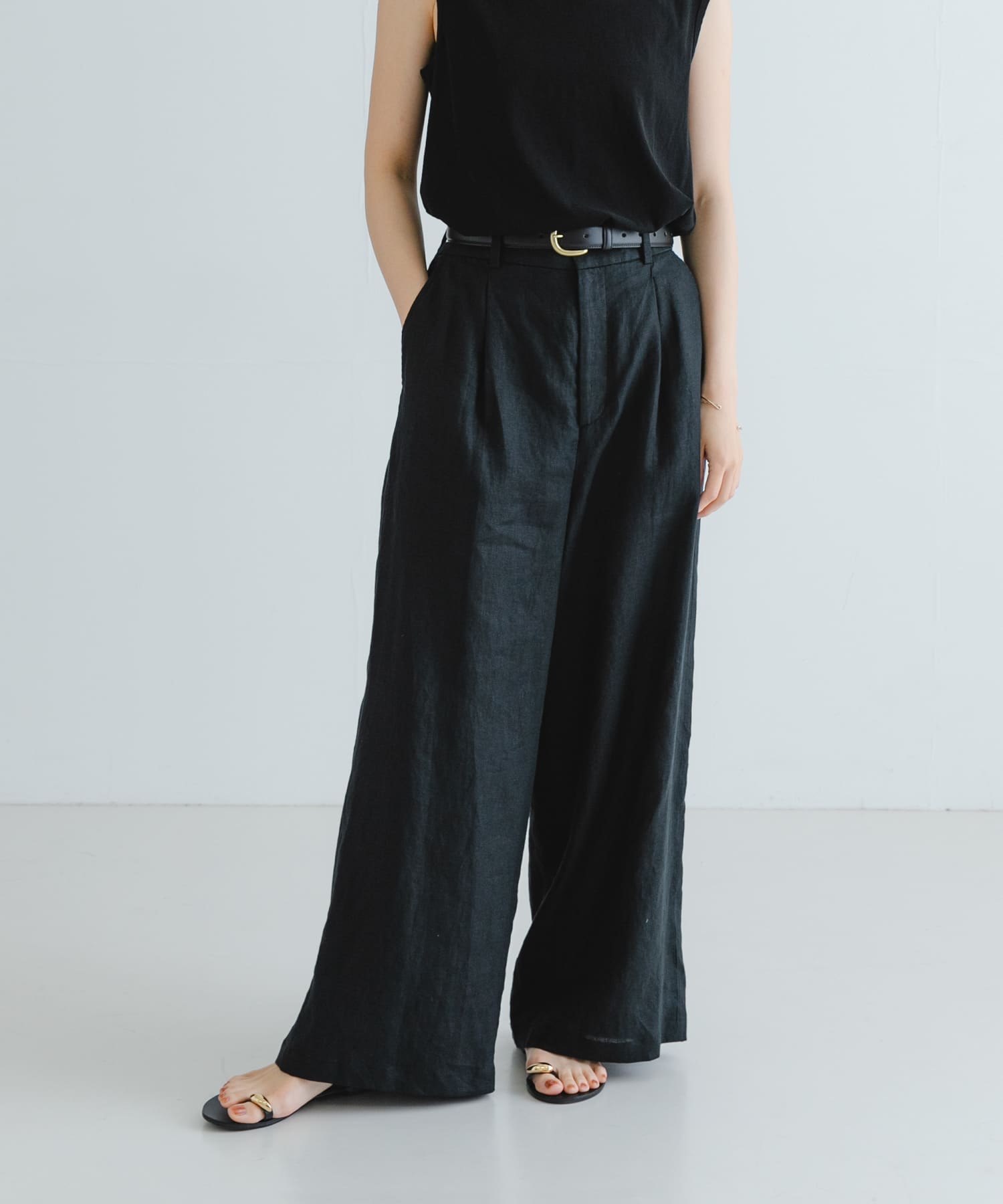 『3サイズ展開』new basic　リネンイージーワイドスラックス