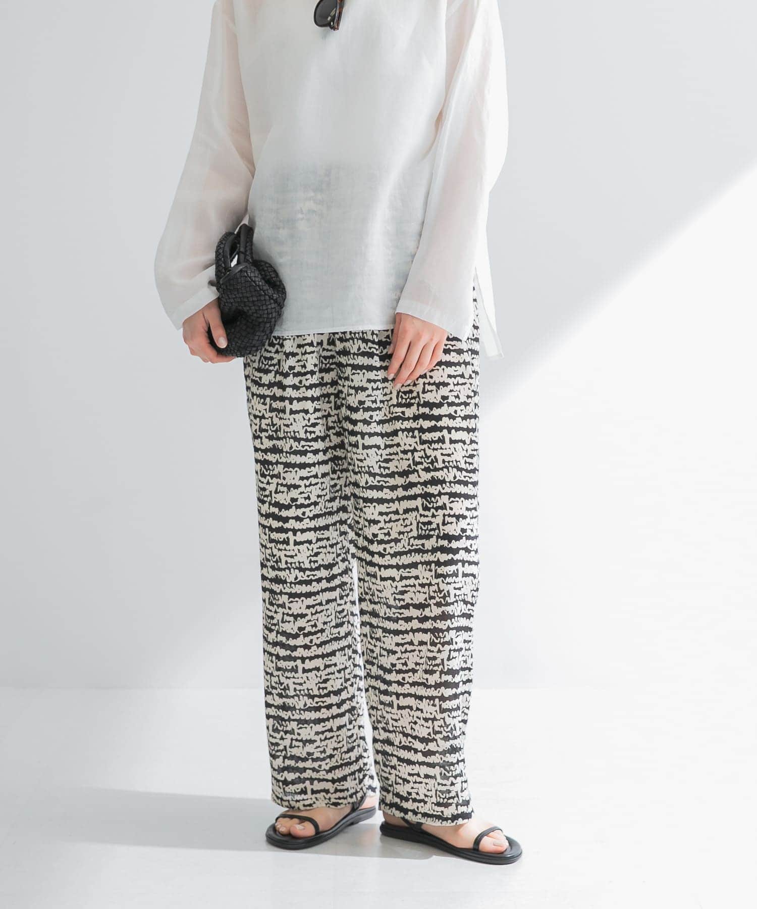 イージーケア』SPRINTEXプリントイージーパンツ(FREE BLACK-1