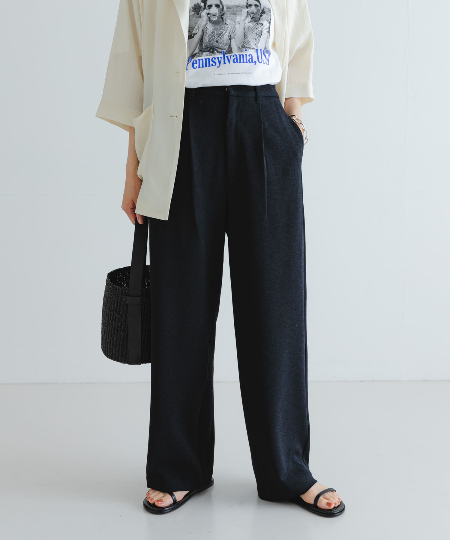『3サイズ展開』『MADE IN JAPAN』カットジョーゼットイージースラックス