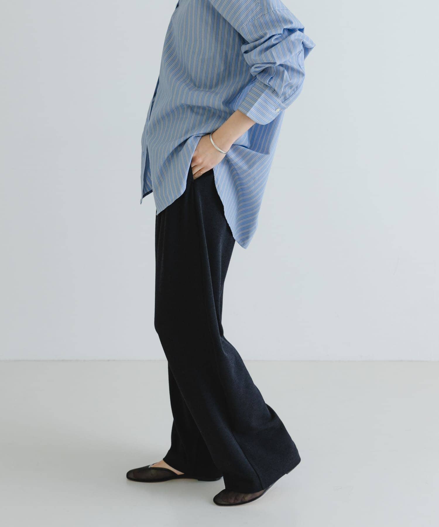 『3サイズ展開』『MADE IN JAPAN』カットジョーゼットイージースラックス NAVY 38