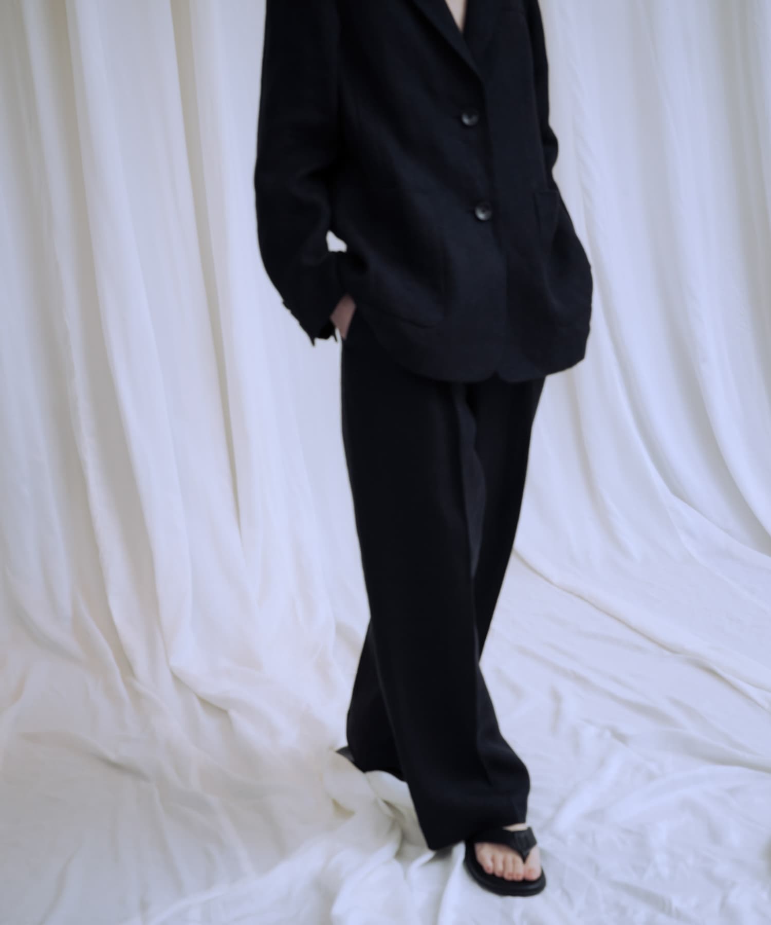 『3サイズ展開』new basic　リネンハイウエストパンツ