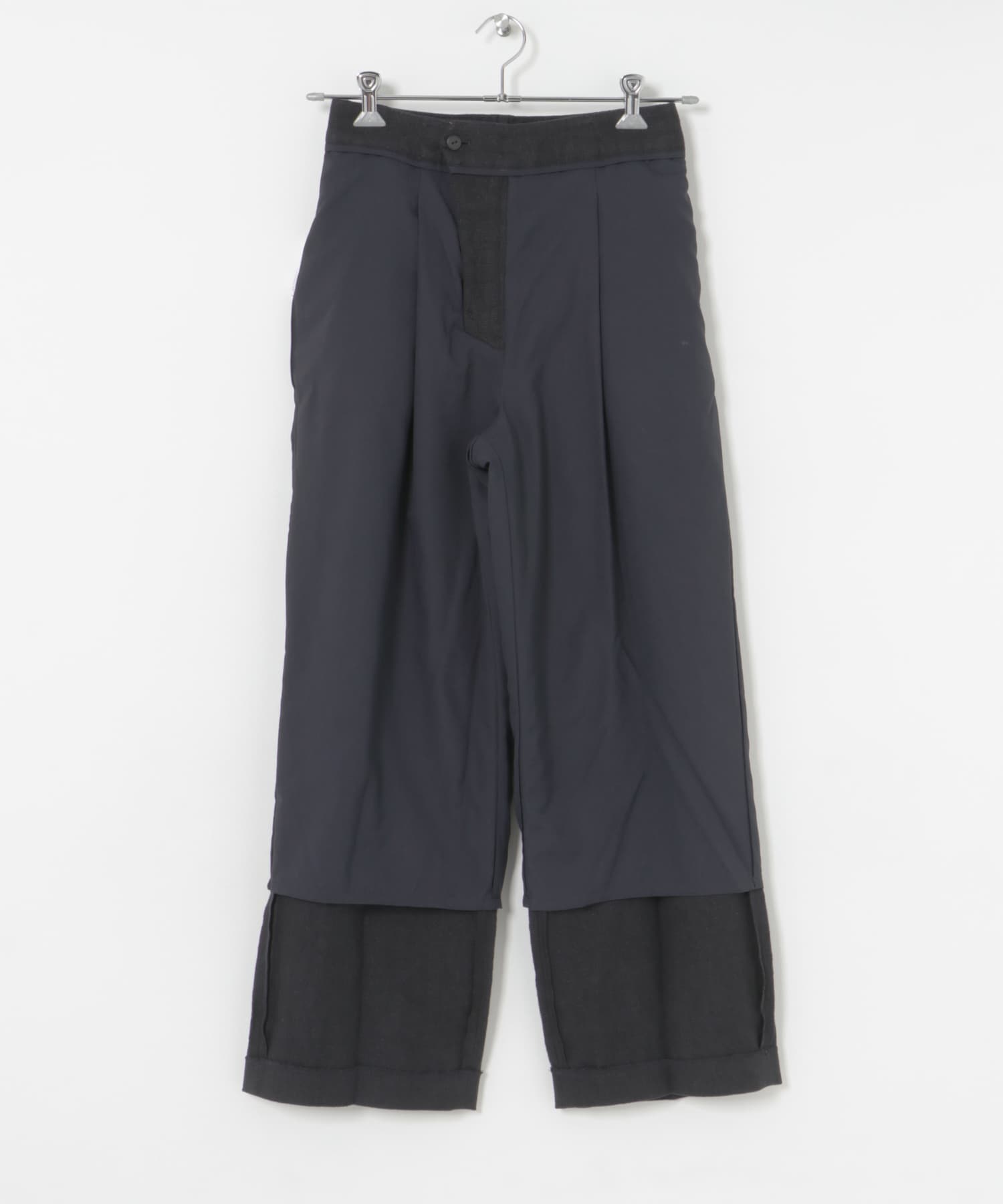 『3サイズ展開』new basic　リネンハイウエストパンツ NAVY 36