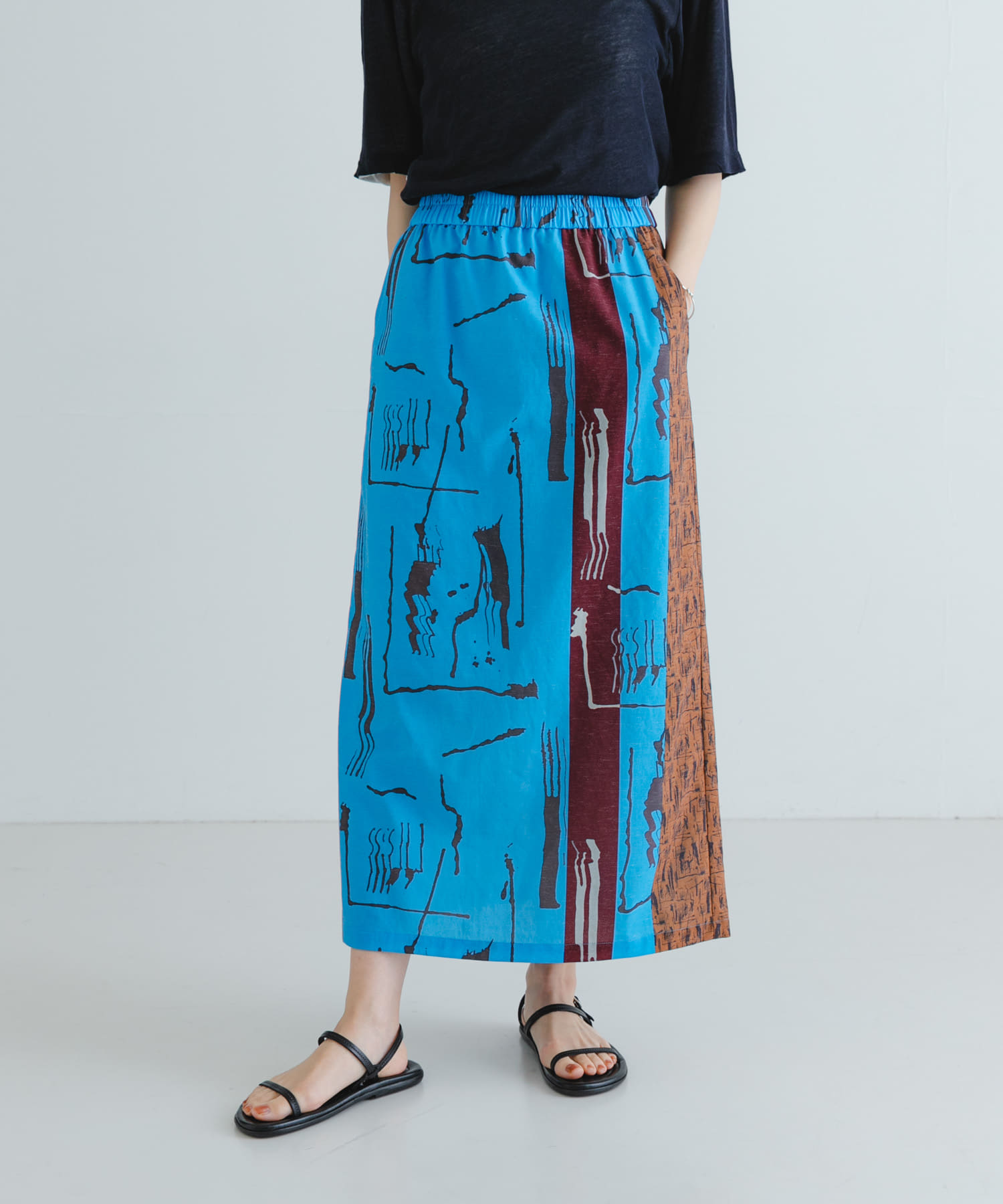 『2サイズ展開』アートプリントストレートスカート