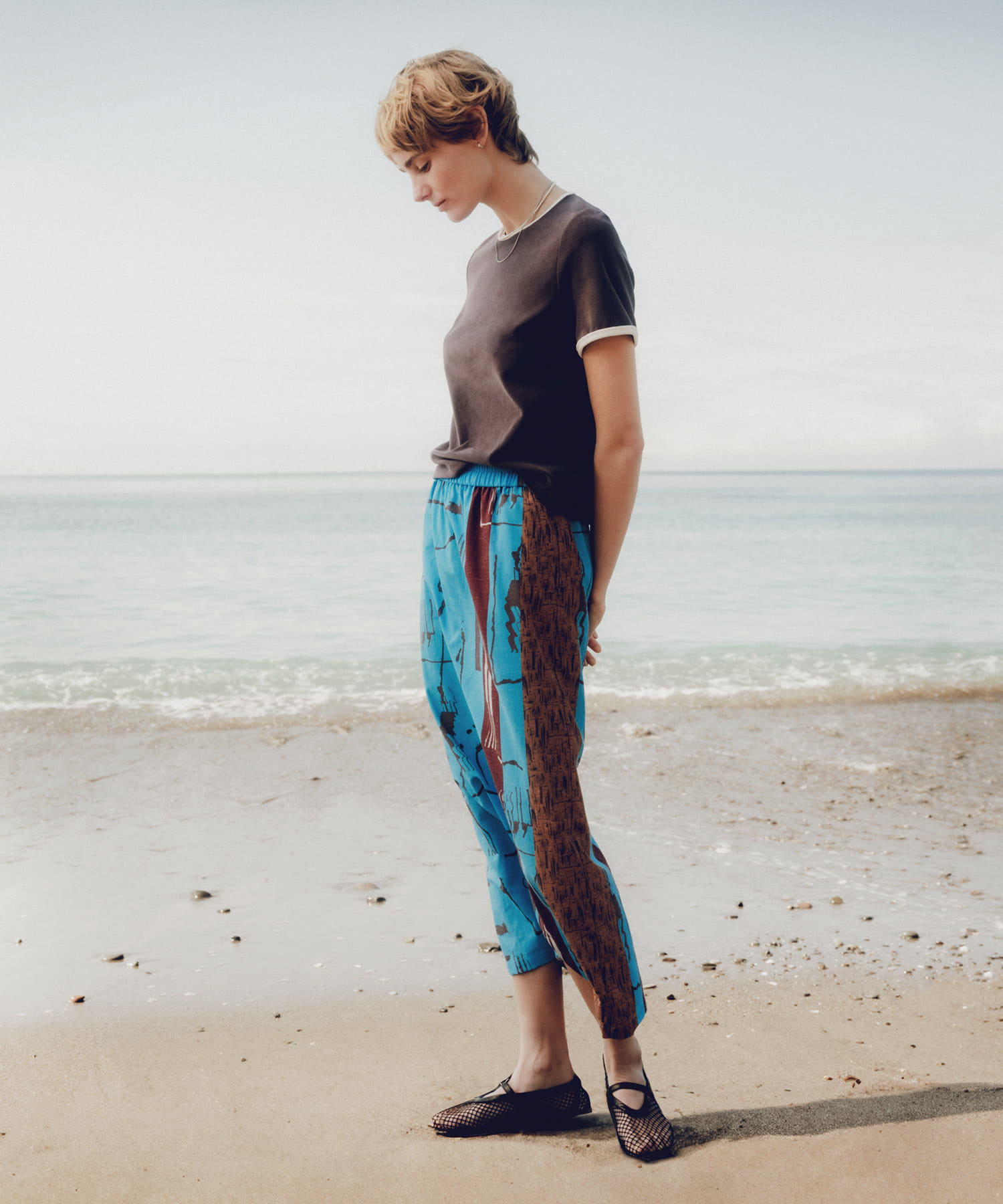 『2サイズ展開』アートプリントストレートスカート BLUE 38