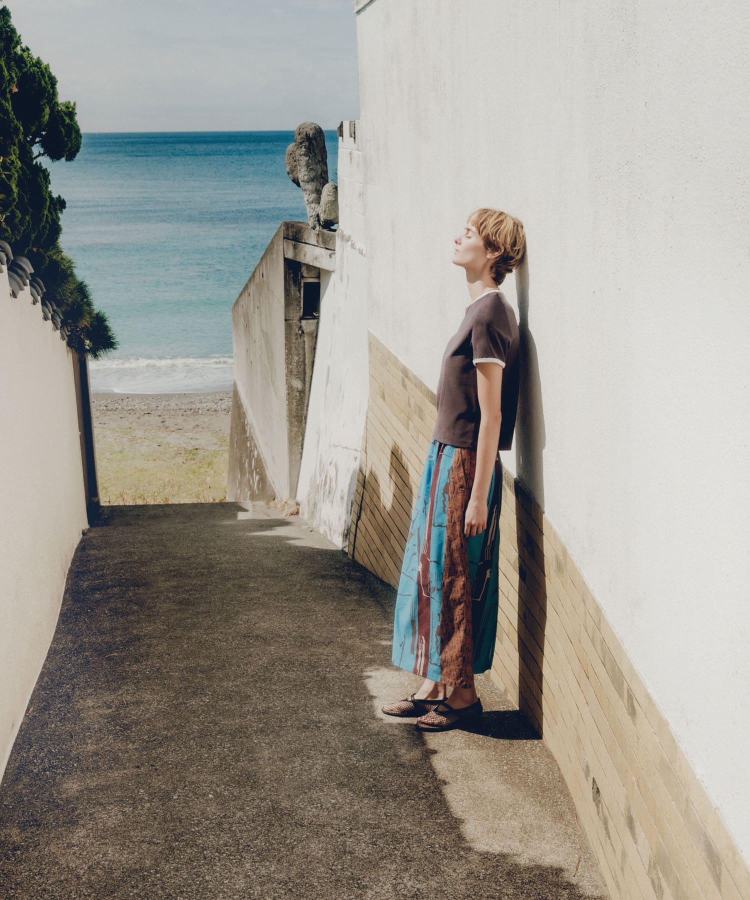 『2サイズ展開』アートプリントストレートスカート BLUE 40