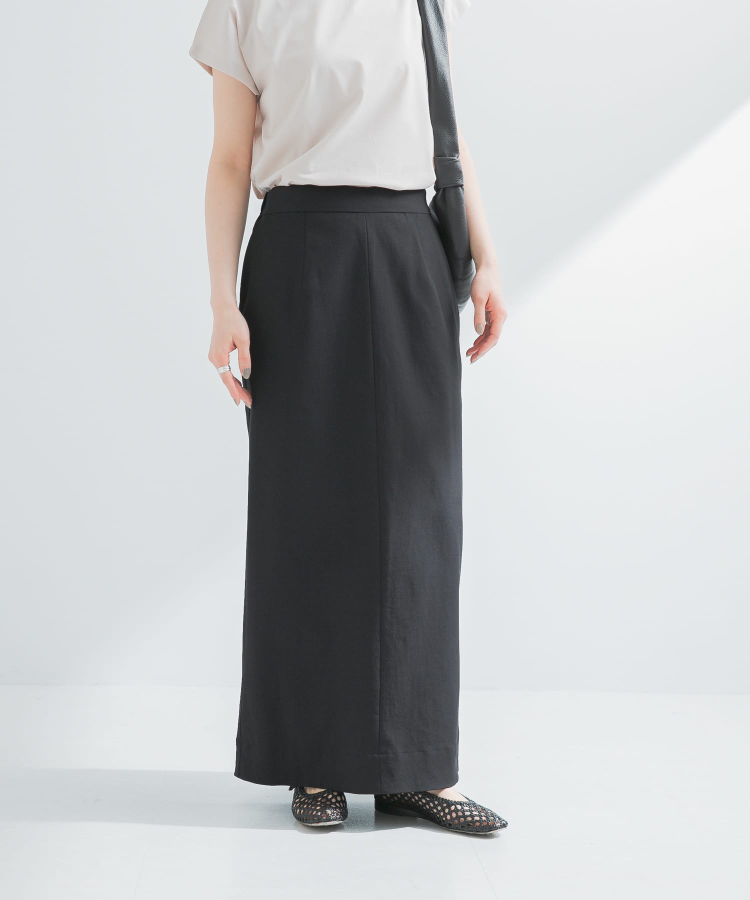 2サイズ展開』リネン混ロングスカート(36 BLACK): スカート