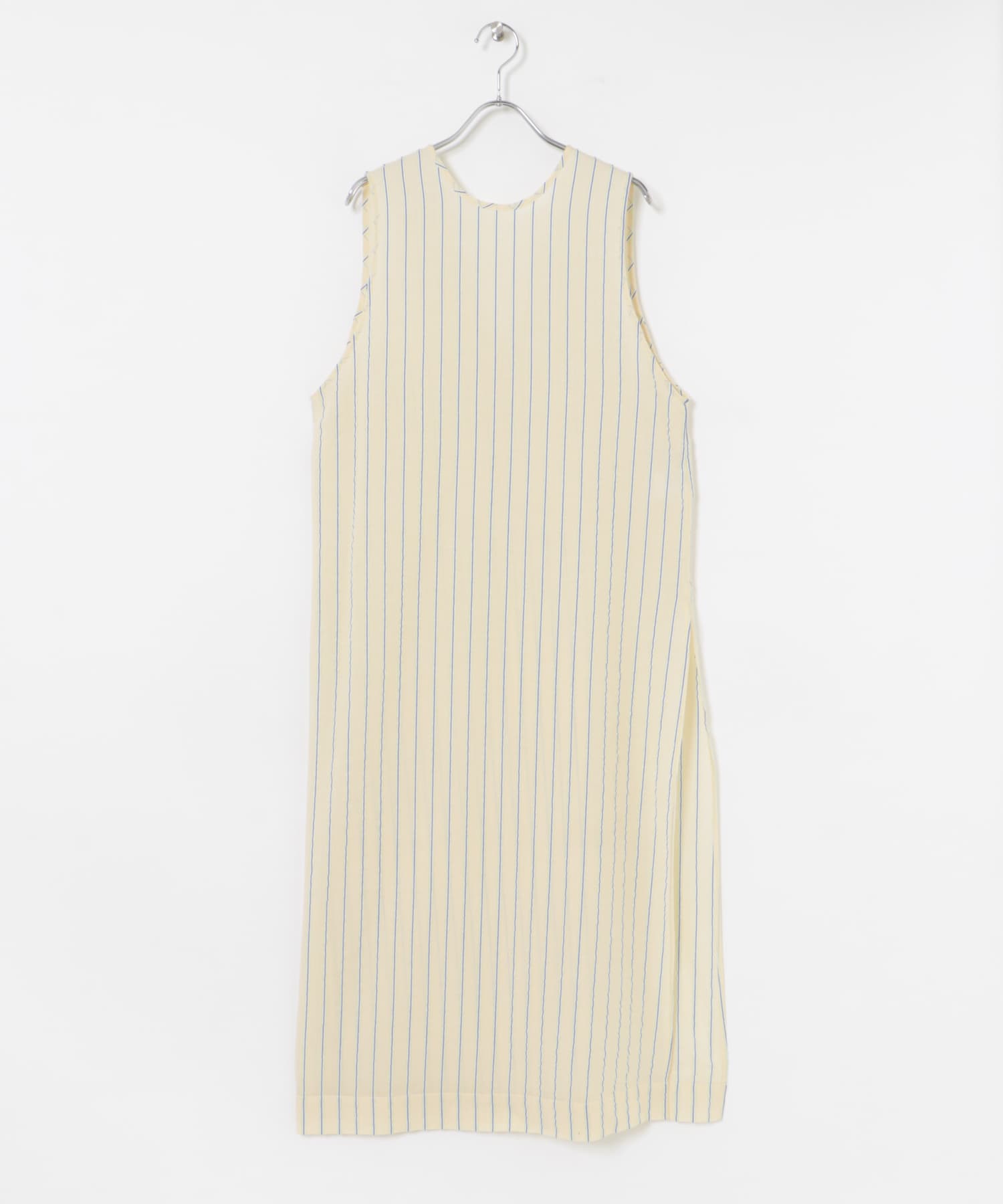 new basic　インドコットンサッカーストライプワンピース L.BEIGE FREE