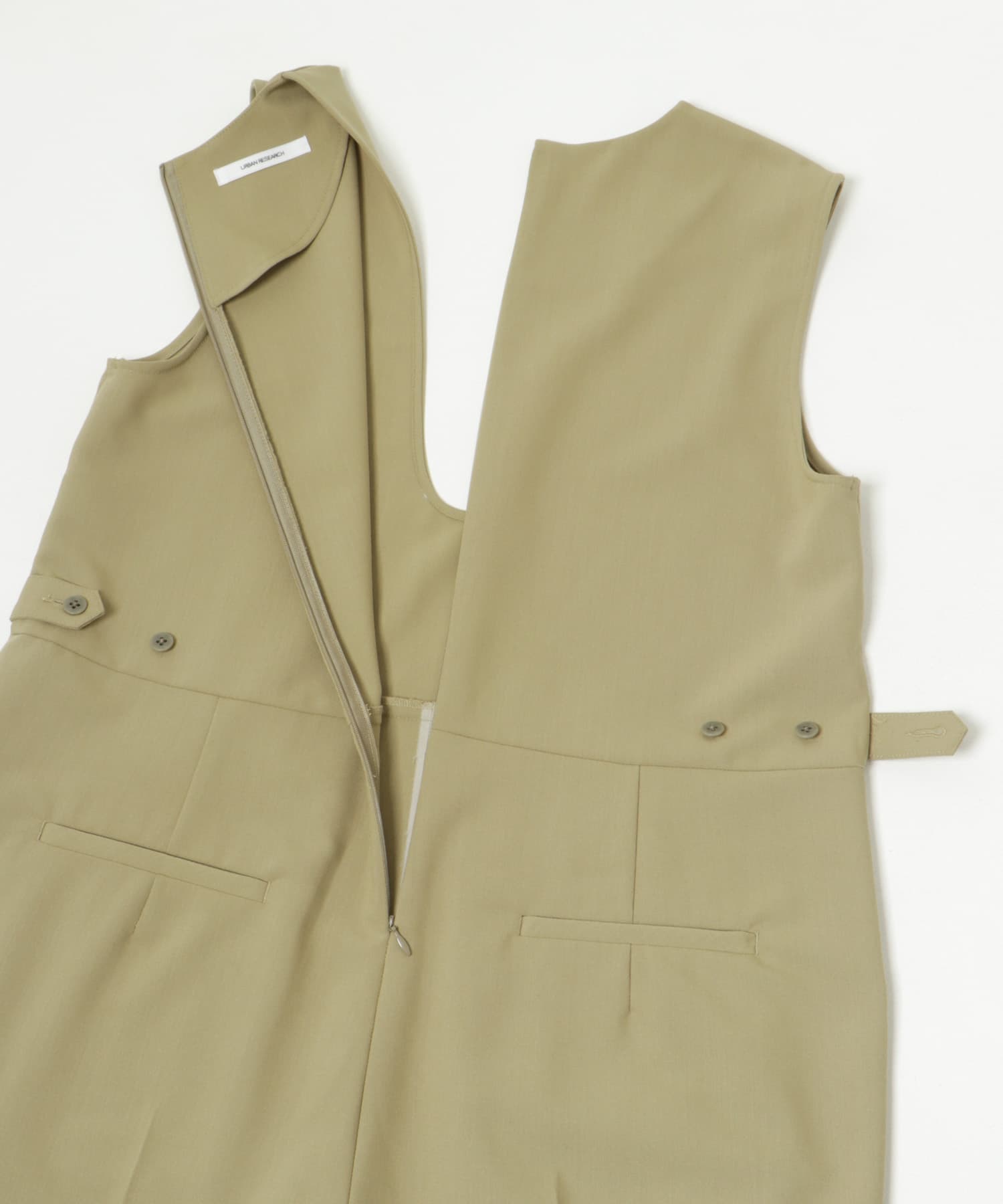 Uネックタックオールインワン BEIGE FREE